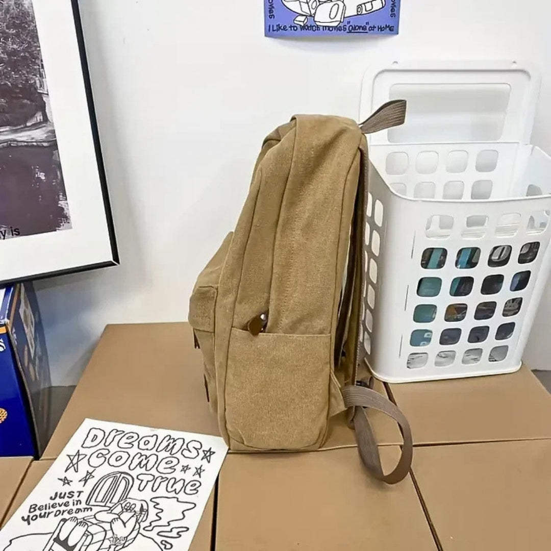 Plecak canvas khaki – detal zamknięcia