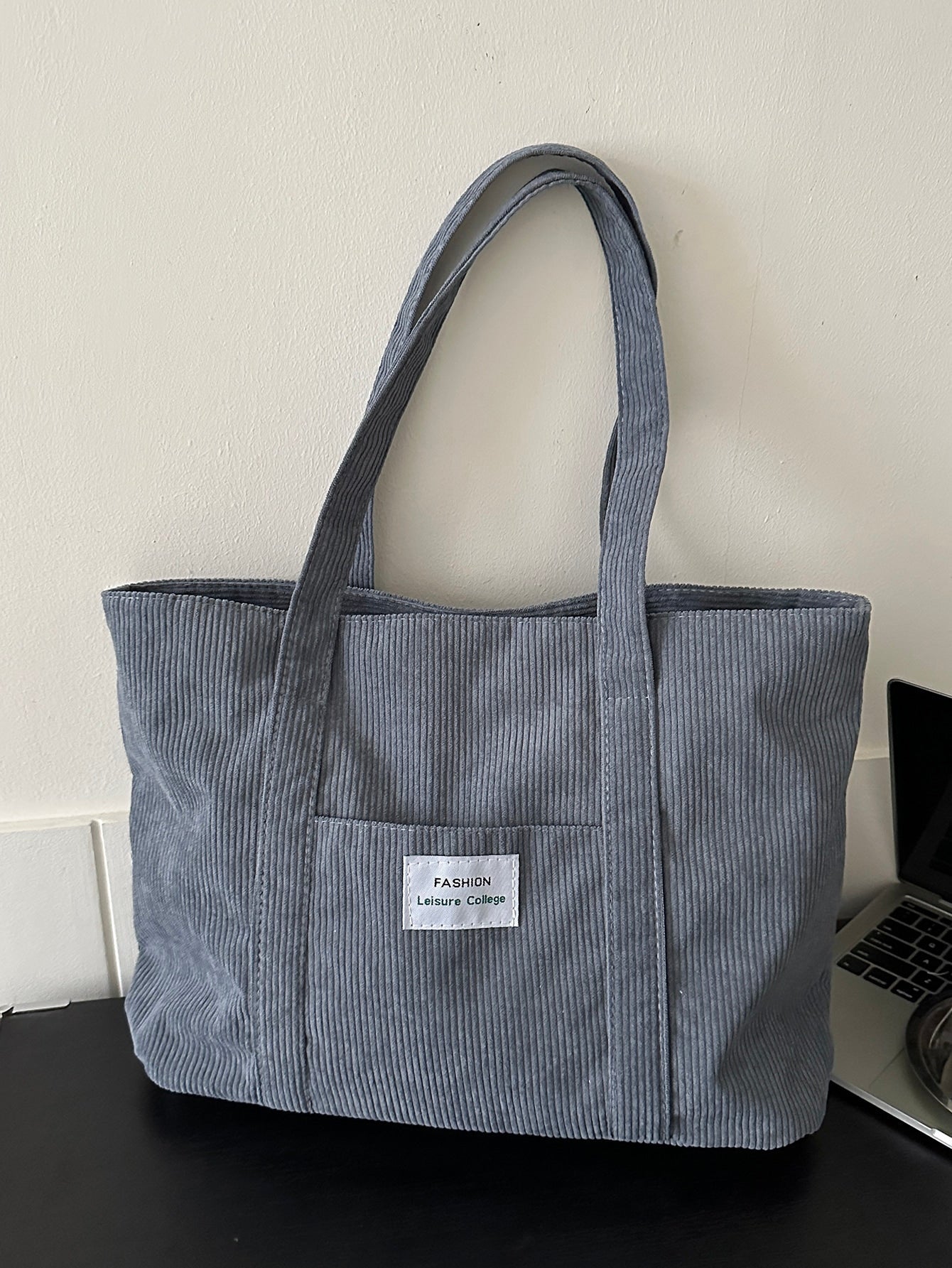 Brązowa sztruksowa torba shopper – retro styl