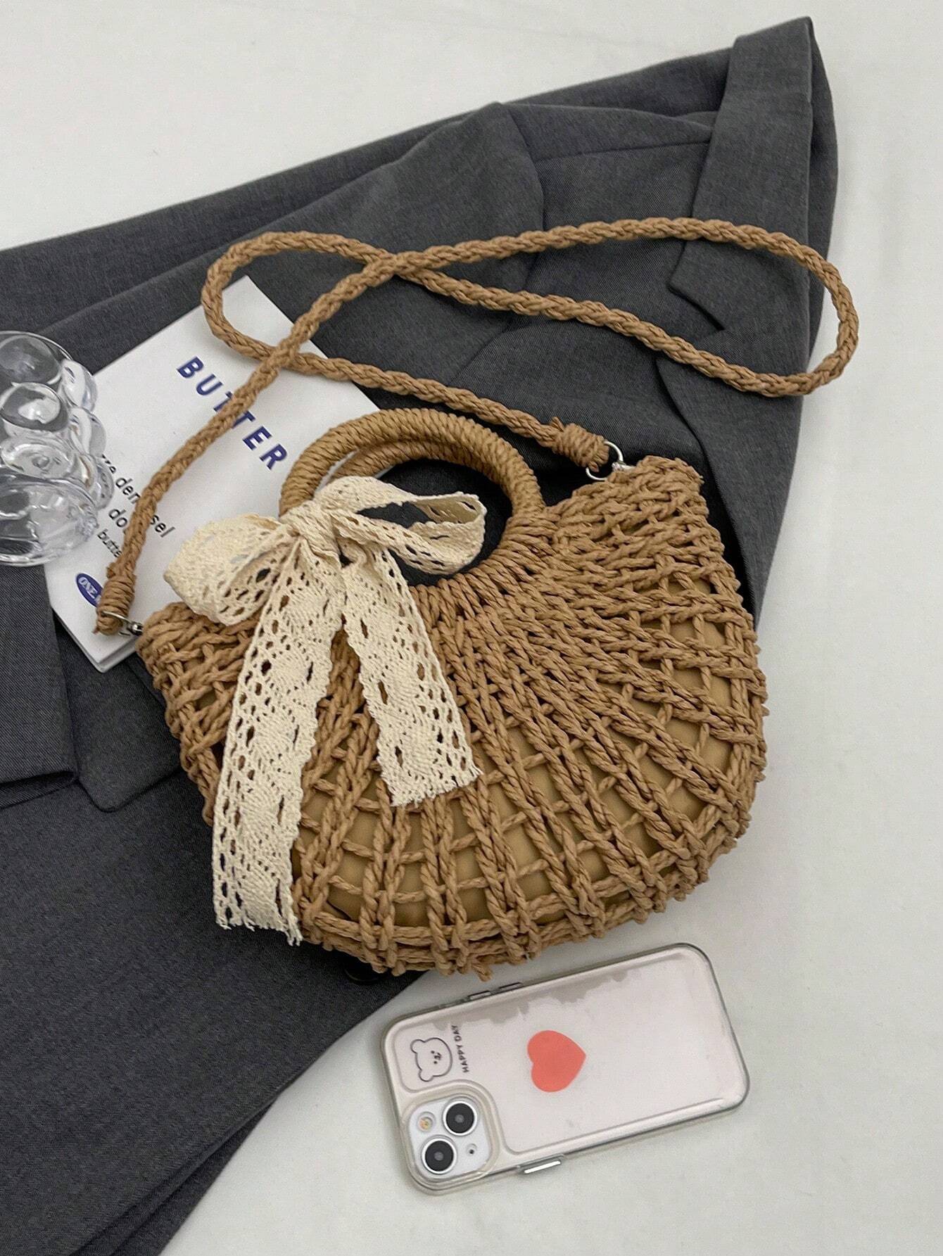 Torba plażowa słomiana z mocnymi uchwytami