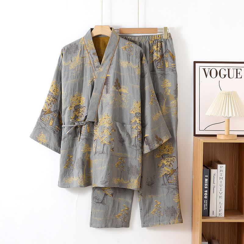 Piżama kimono damska w kolorze jasny szary – rozmiar XL