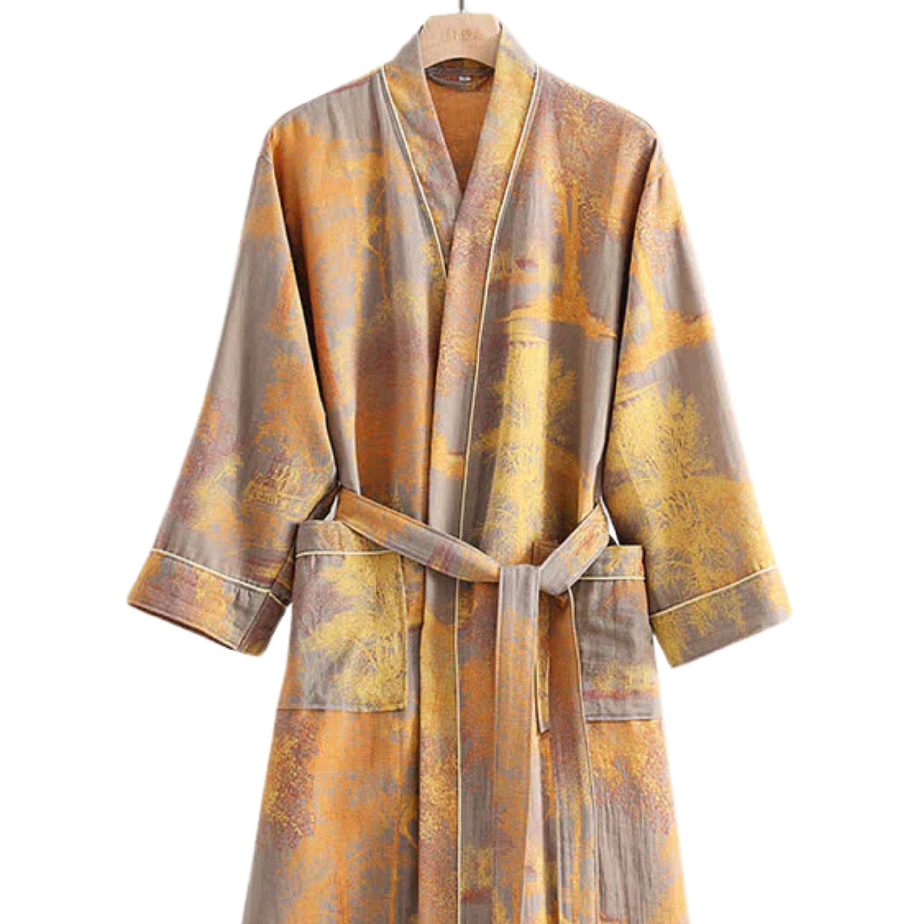 Damski szlafrok w stylu kimono z miękkiej muśliny