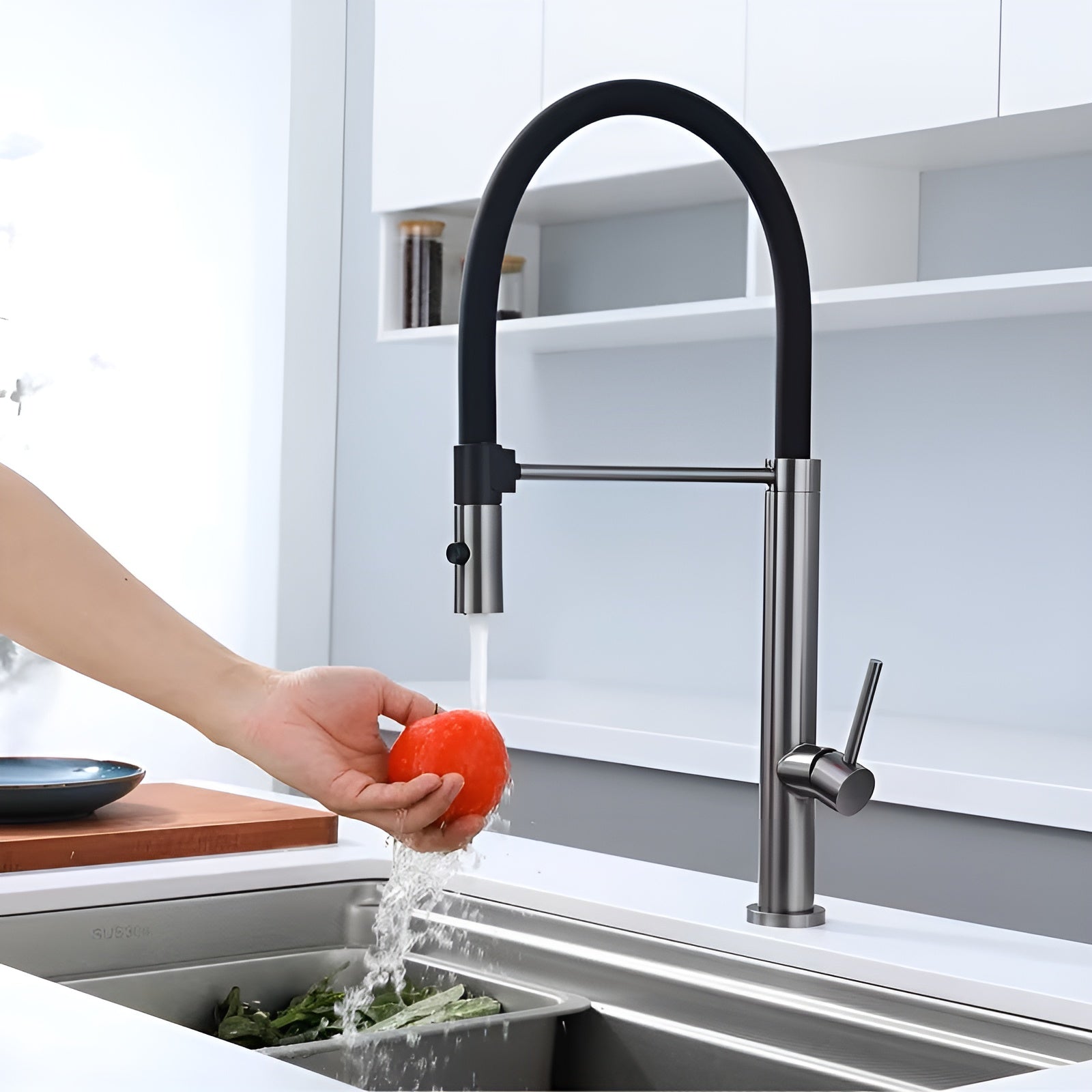 Bateria ze stali nierdzewnej – obrotowa 360° z 2 rodzajami strumienia do kuchni i łazienki | Trwały i elegancki design 0