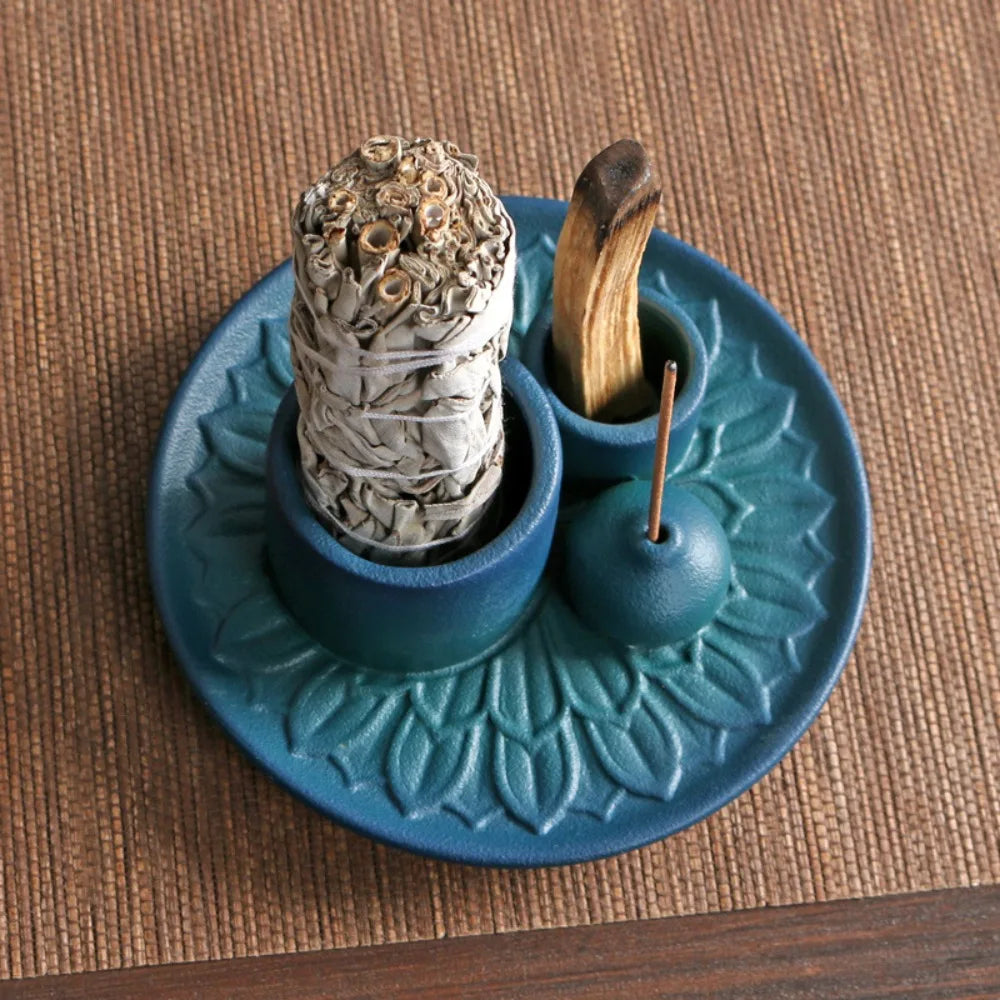 Ceramiczny Świecznik i Holder na Kadzidła 14 x 8 cm - Elegancki Rustykalny Design do Wnętrz 2