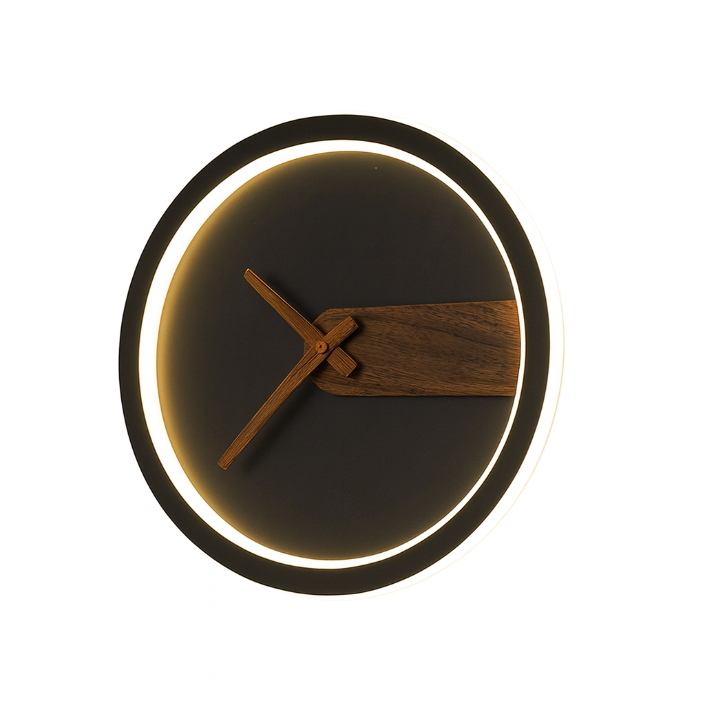 Elegancki Zegar Ścienny Kiza z Ciepłym Oświetleniem LED – Nowoczesny Zegar na Ścianę do Salonu i Sypialni