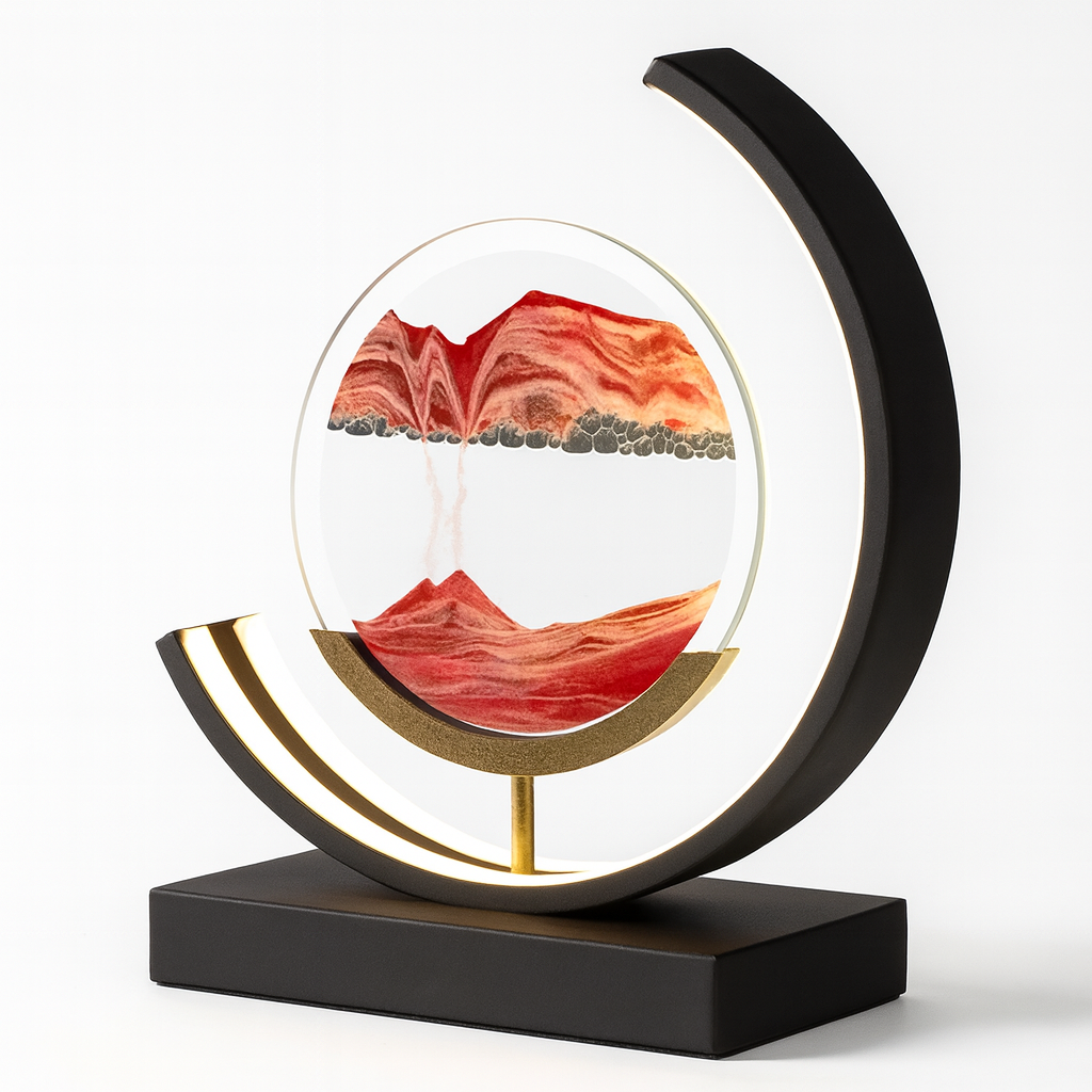 Lampa Stołowa LED z Piaskiem – Unikalny Efekt 3D, Nowoczesny Design do Salonu, Przyjazne dla Oczu Światło