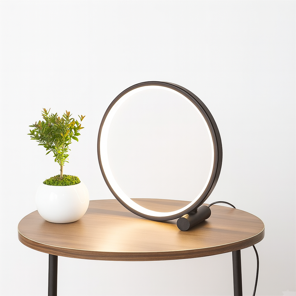 Nowoczesna Lampa Stołowa LED z Ściemniaczem – Okrągła Aluminiowa Lampa Stołowa do Salonu i Sypialni