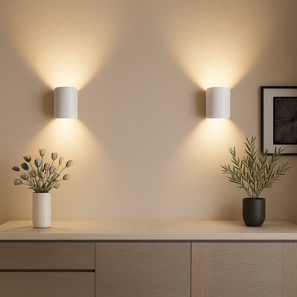 Obrotowy Kinkiet Ścienny LED w Czarno-Białym Designie – Nowoczesna Lampa na Ścianę z Regulacją Oświetlenia