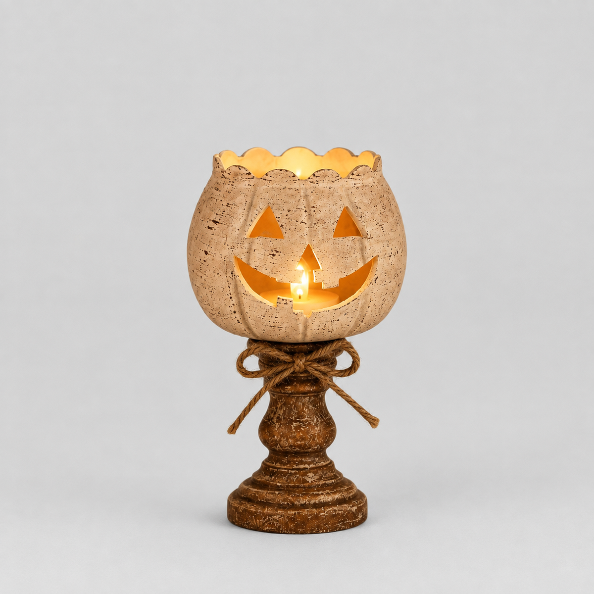 Dekoracyjna dynia Halloween z elektryczną świecą LED, rozmiar mały 12 cm
