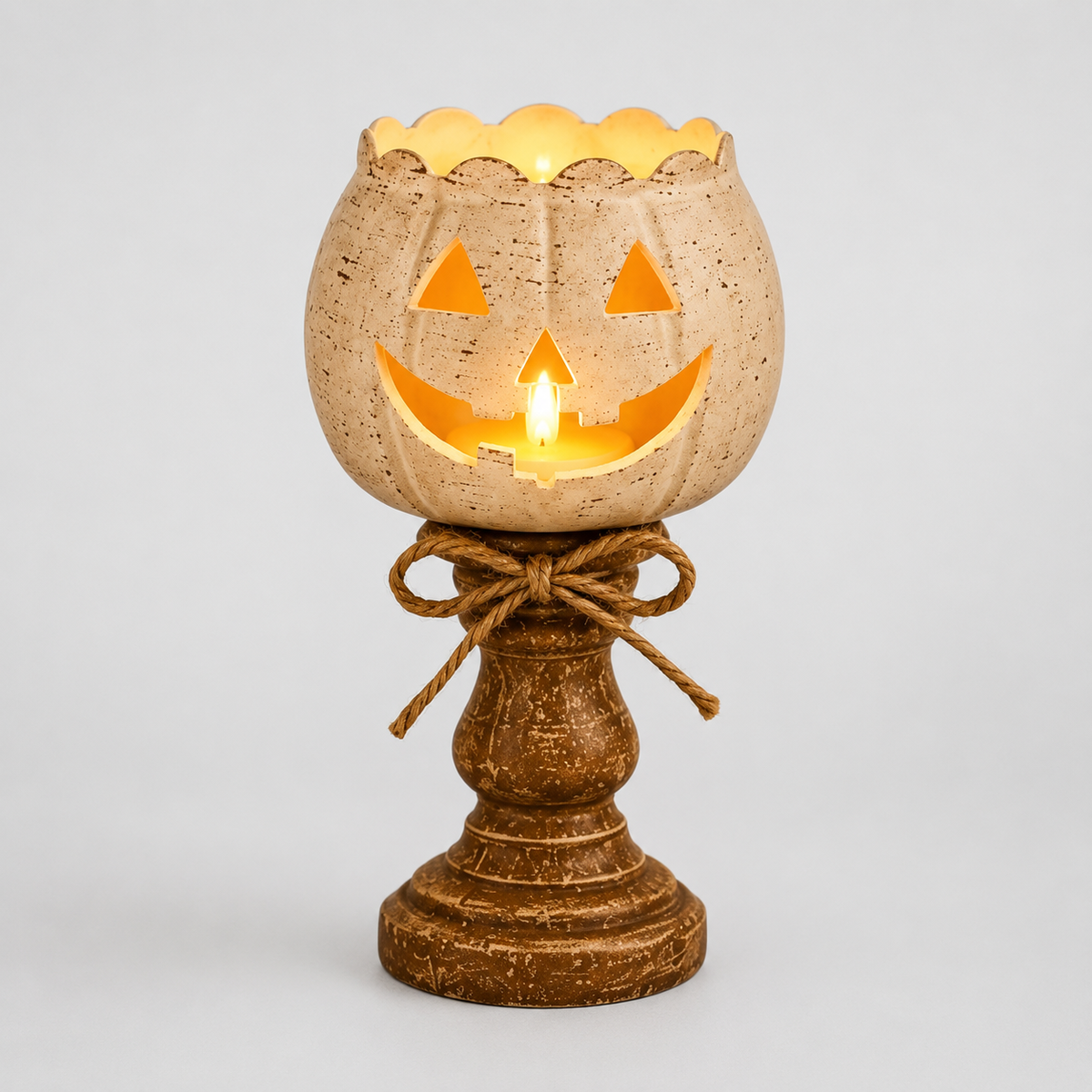 Dekoracyjna dynia Halloween z elektryczną świecą LED, rozmiar średni 15 cm