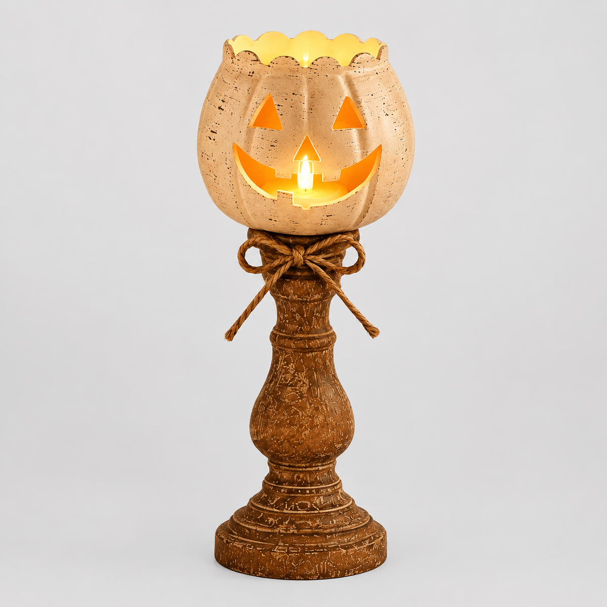 Dekoracyjna dynia Halloween z elektryczną świecą LED, rozmiar duży 18 cm