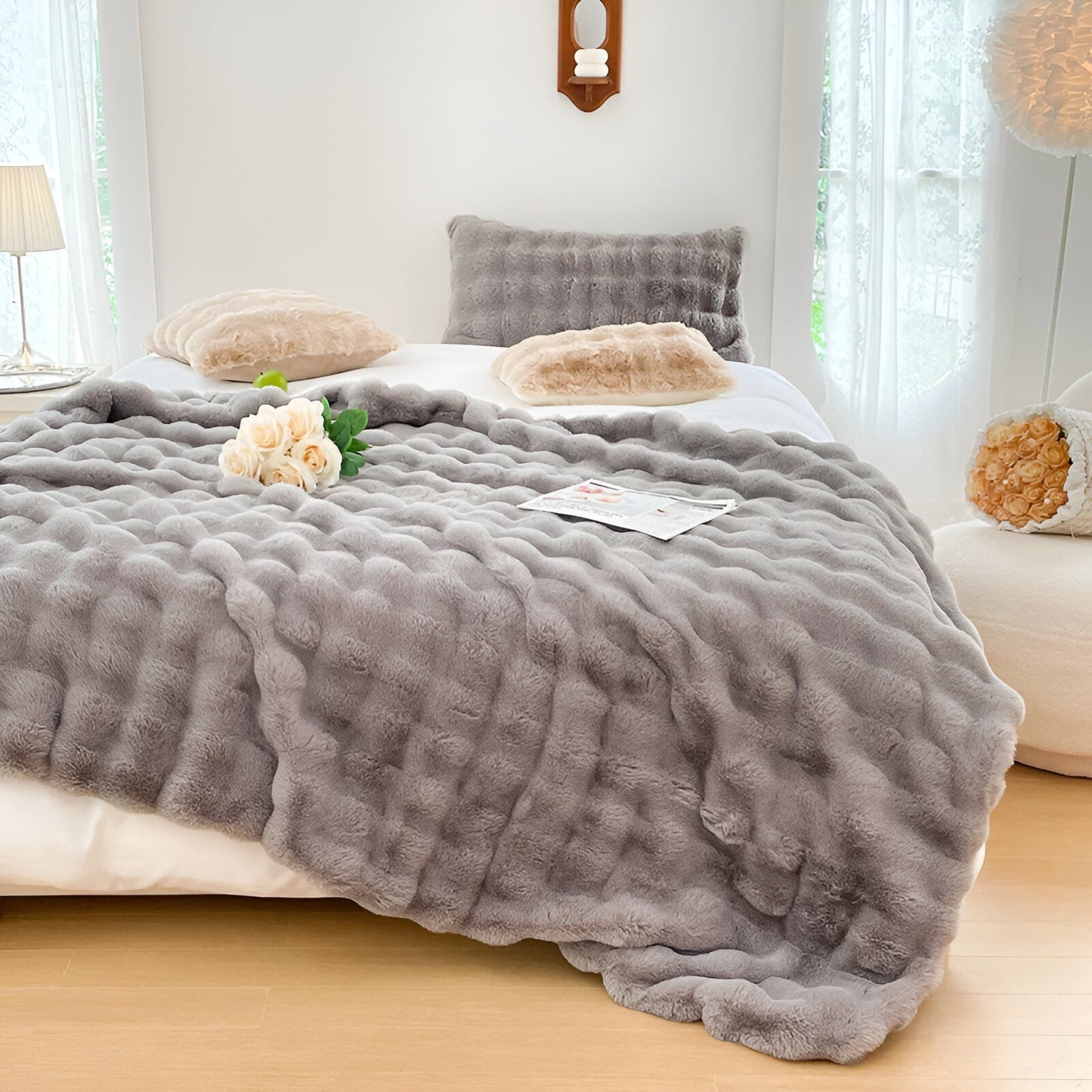 Ciepły Gruby Koc Fleece z Gradientowym Wzorem – Miękki i Stylowy Koc Patchworkowy 160x200 cm 7