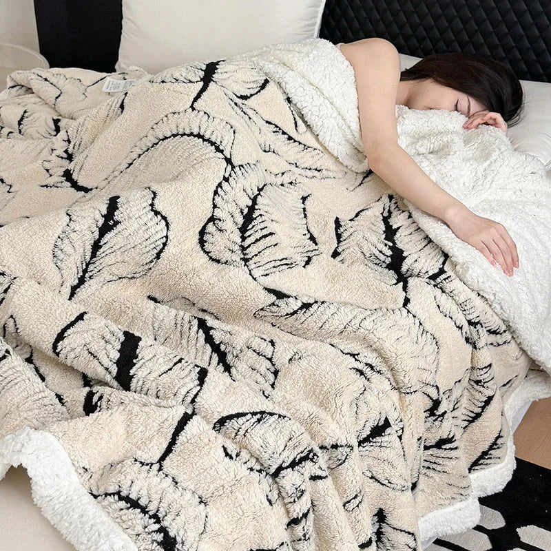 Ciepły Koc Podwójny z Tkaniny Żakardowej, Miękki i Stylowy, Idealny do Biura i na Sofę, 150x200 cm 1