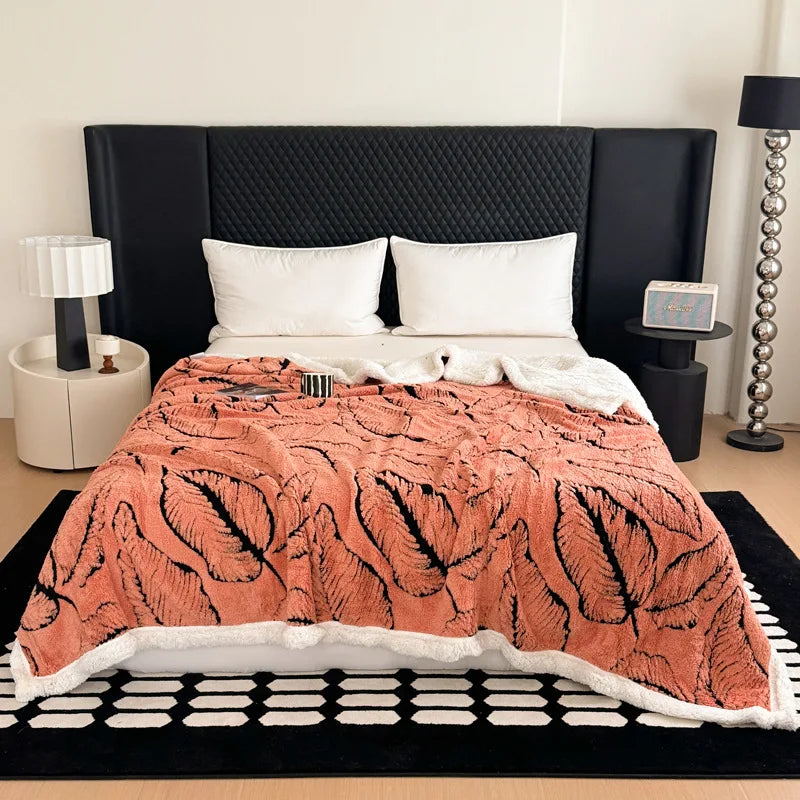 Ciepły Koc Podwójny z Tkaniny Żakardowej, Miękki i Stylowy, Idealny do Biura i na Sofę, 150x200 cm 10