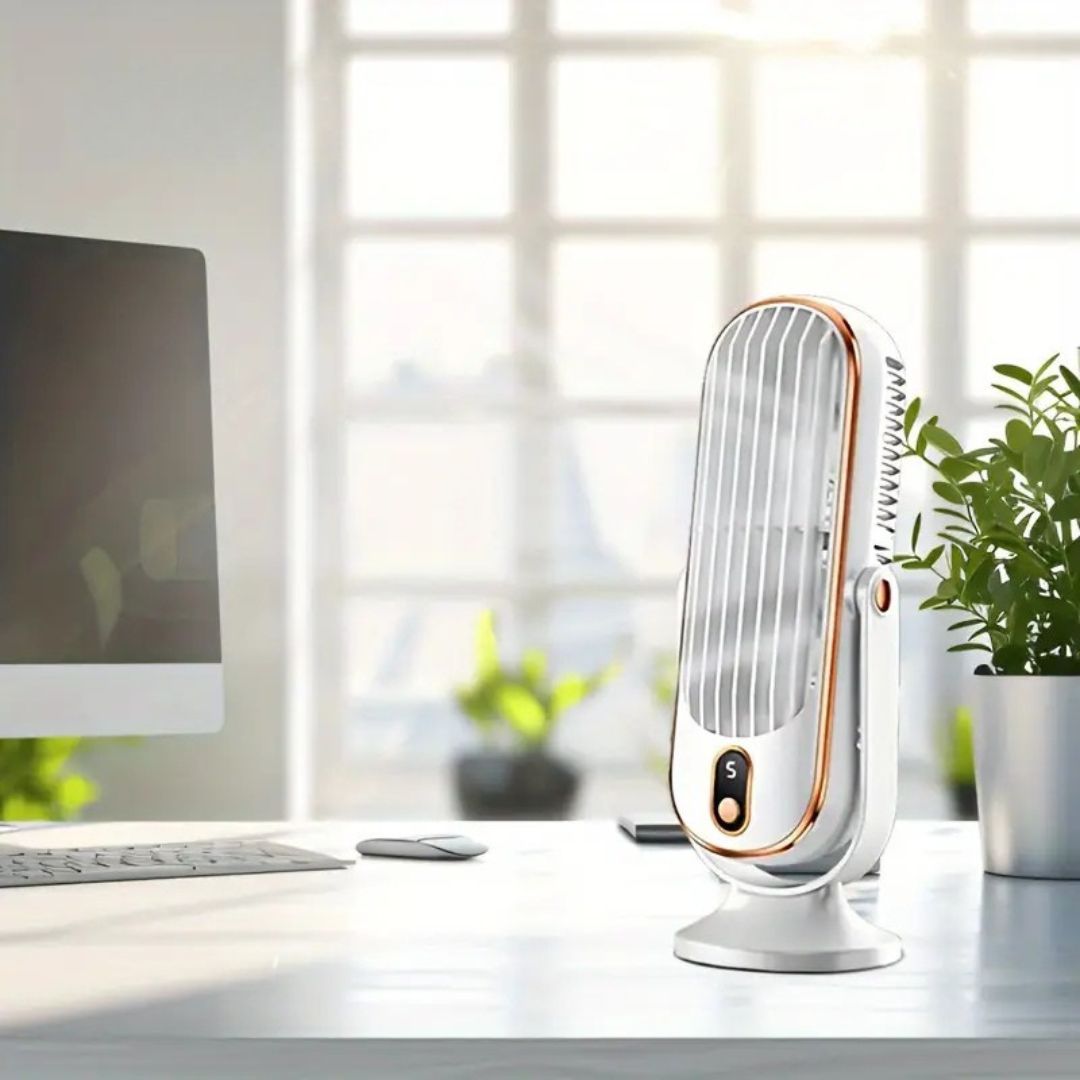 Cichy wentylator biurkowy USB z akumulatorem – kompaktowy i nowoczesny, widok 6