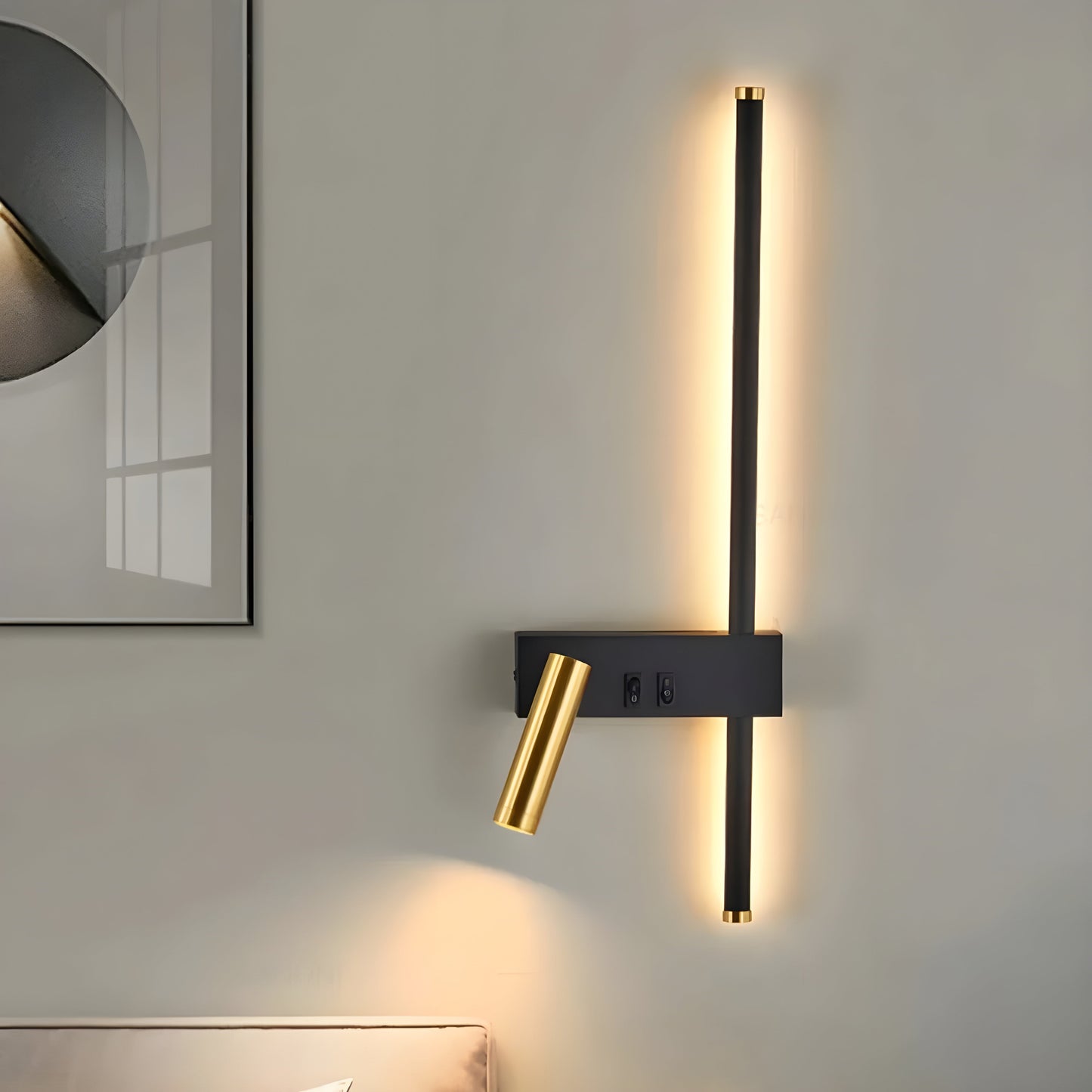 Czarny Kinkiet Ścienny LED z Przełącznikiem – Minimalistyczna Lampa na Ścianę do Salonu i Sypialni 0