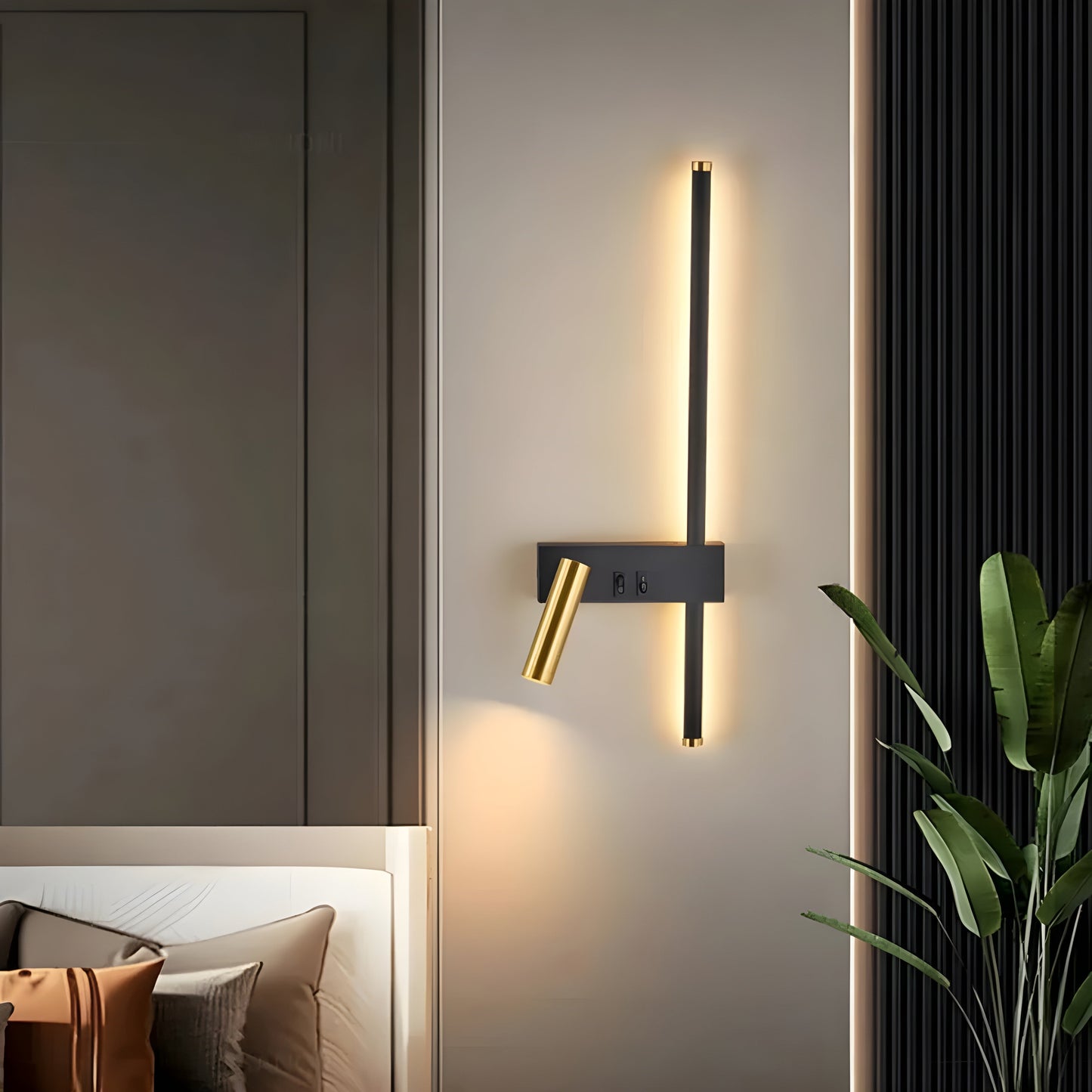 Czarny Kinkiet Ścienny LED z Przełącznikiem – Minimalistyczna Lampa na Ścianę do Salonu i Sypialni 2