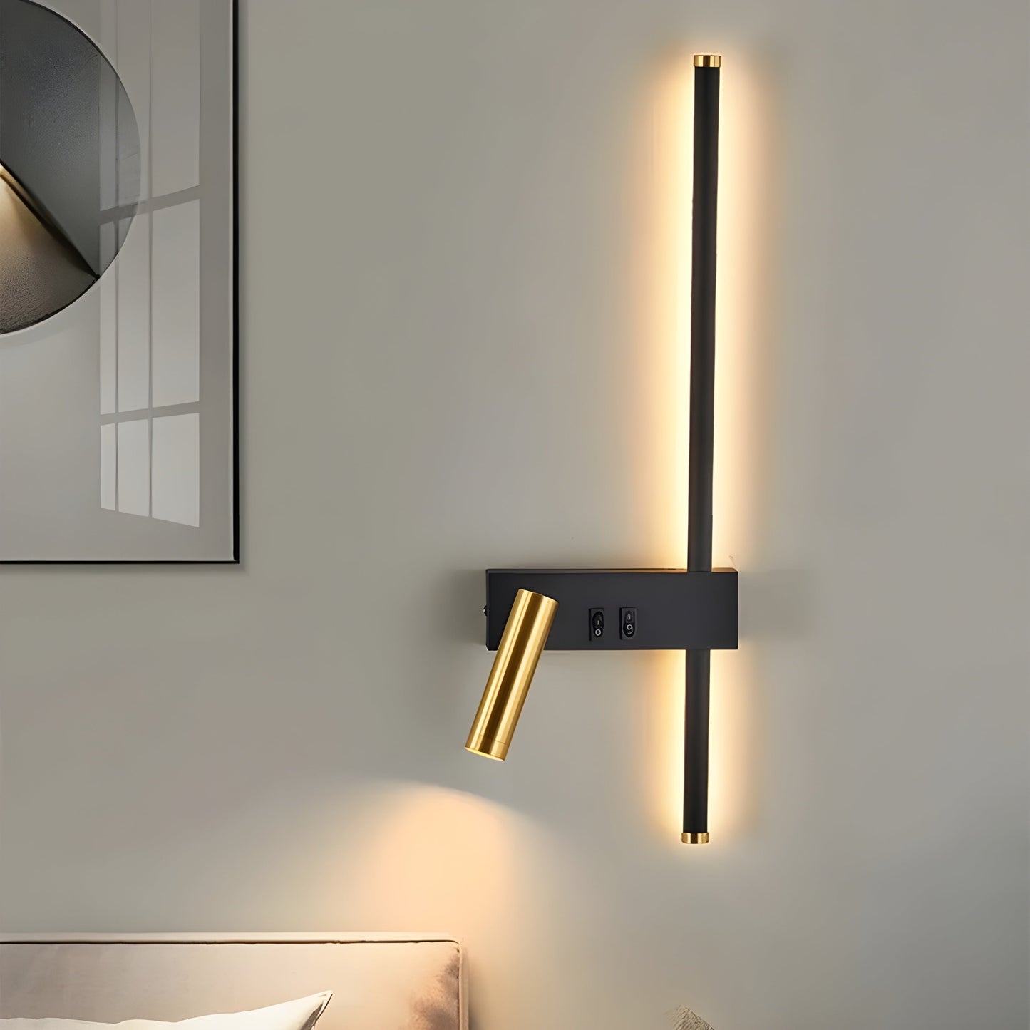 Czarny Kinkiet Ścienny LED z Przełącznikiem – Minimalistyczna Lampa na Ścianę do Salonu i Sypialni 3