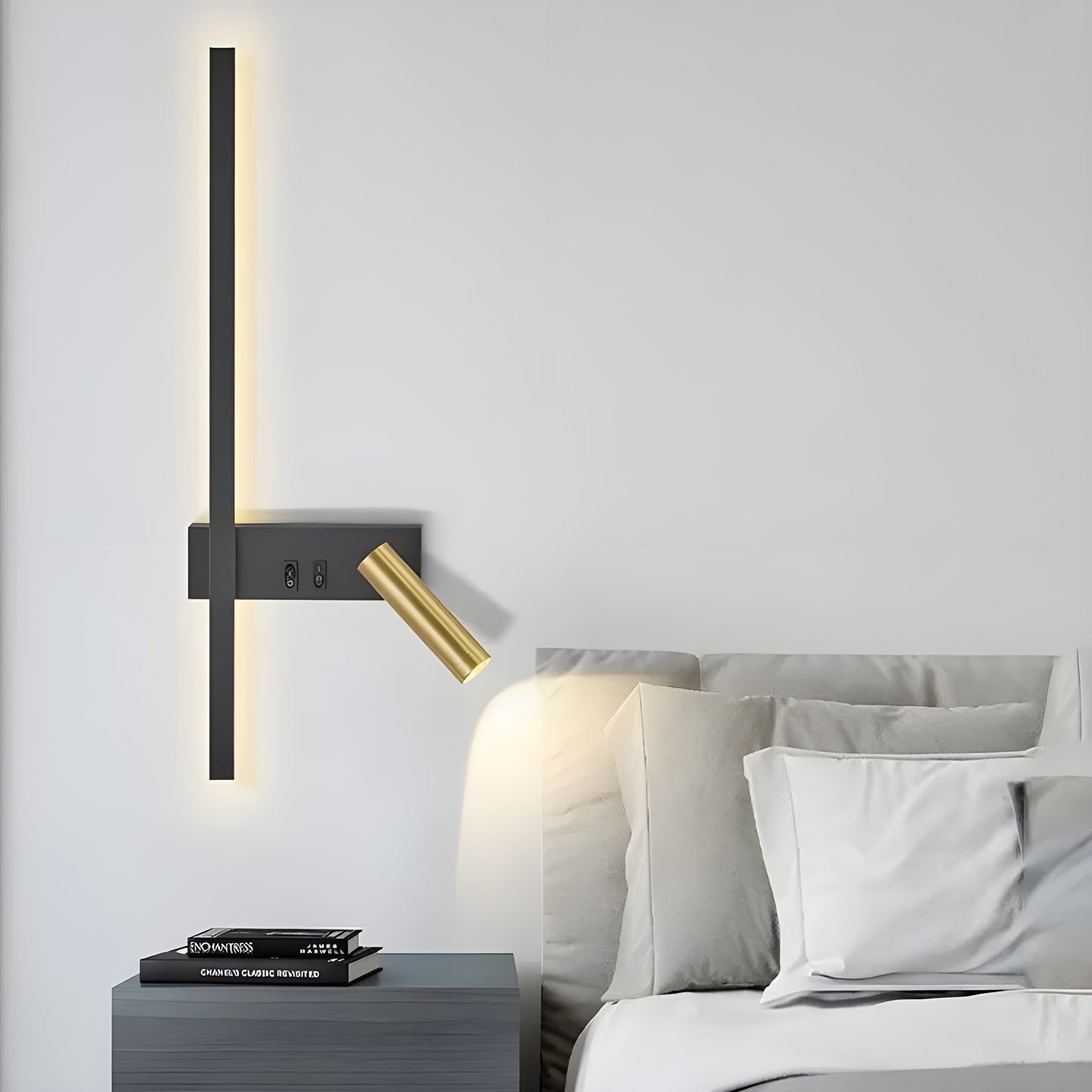 Czarny Kinkiet Ścienny LED z Przełącznikiem – Minimalistyczna Lampa na Ścianę do Salonu i Sypialni 4