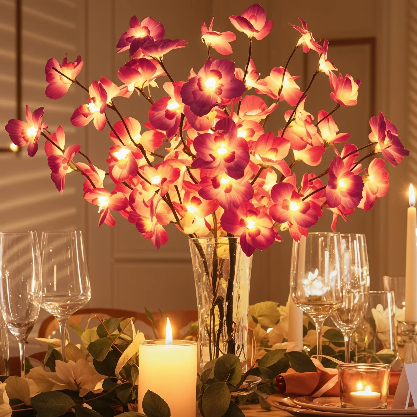 Dekoracyjna Gałąź Kwiatu Wiśni LED 70 cm, Jasnoróżowa, Energooszczędne Oświetlenie, Idealna na Specjalne Okazje 3