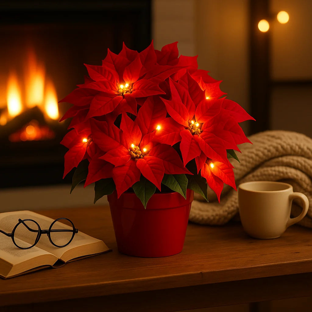 Dekoracyjny Kwiat LED Ruby Glow Blossom – Czerwony, Energooszczędny, Idealny do Wnętrz, Ciepła Biel 0