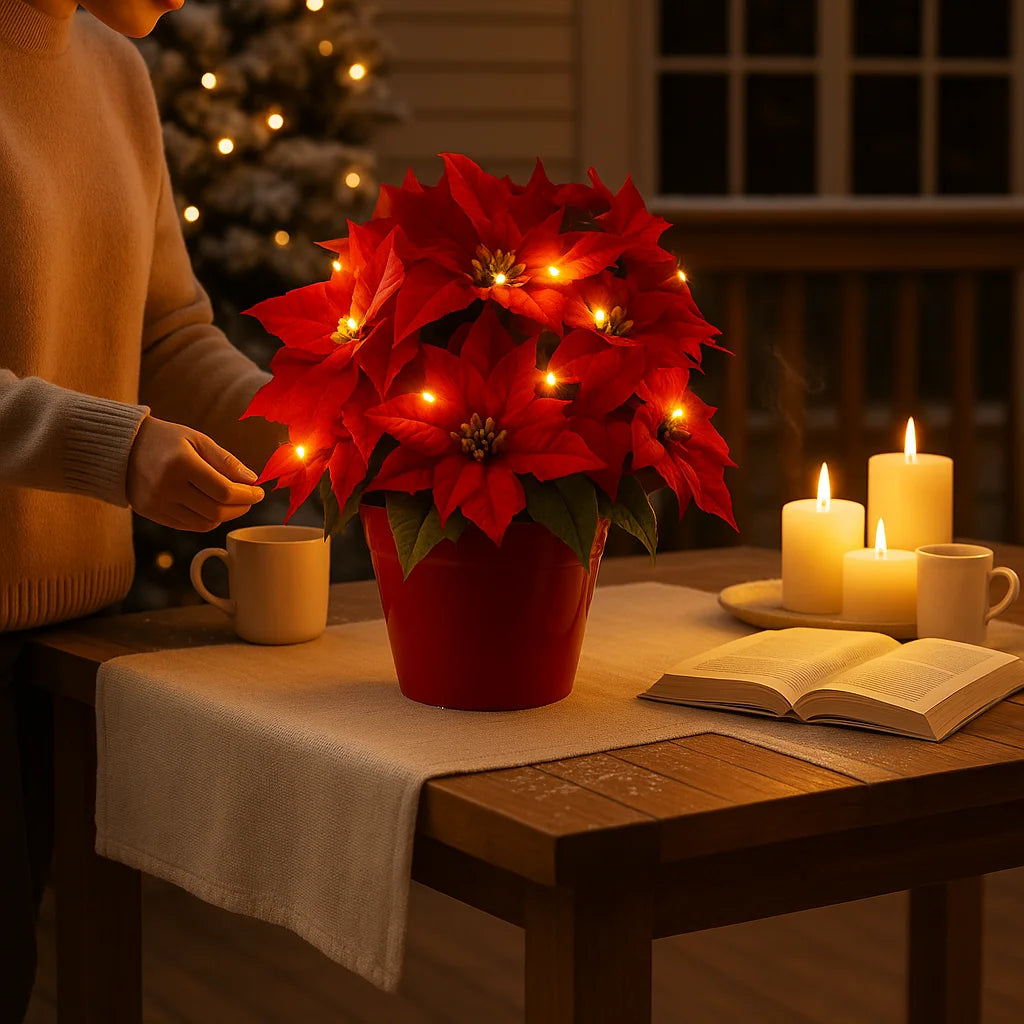 Dekoracyjny Kwiat LED Ruby Glow Blossom – Czerwony, Energooszczędny, Idealny do Wnętrz, Ciepła Biel 1