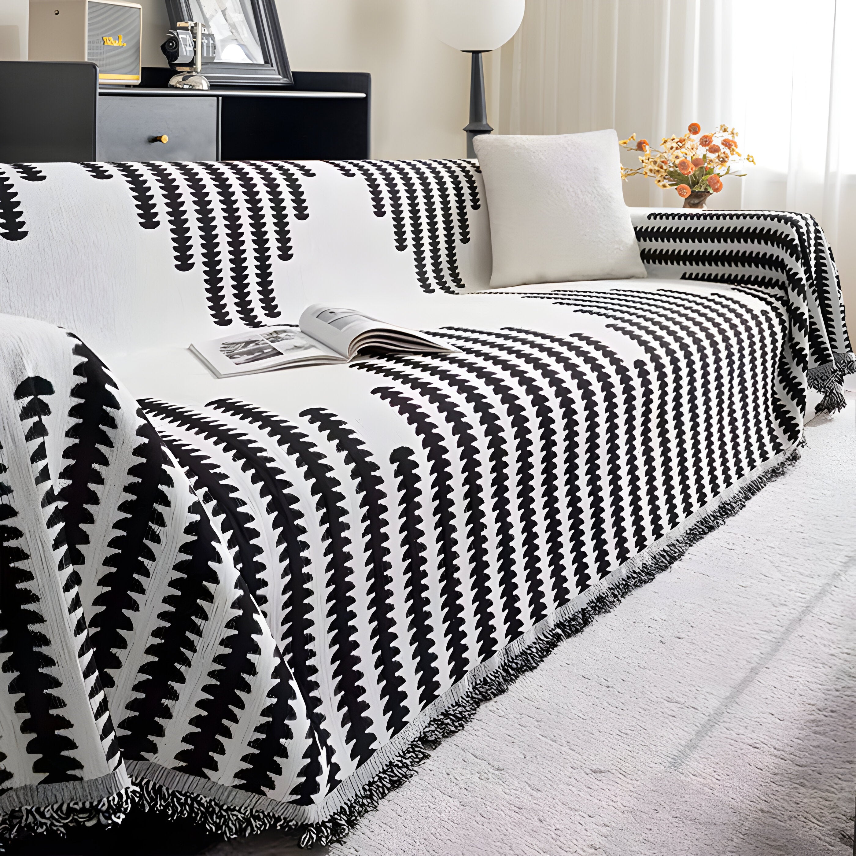 Dwustronny pokrowiec na sofę z materiału chenille – Uniwersalny i elegancki, idealny do ochrony mebli na każdą porę roku 4