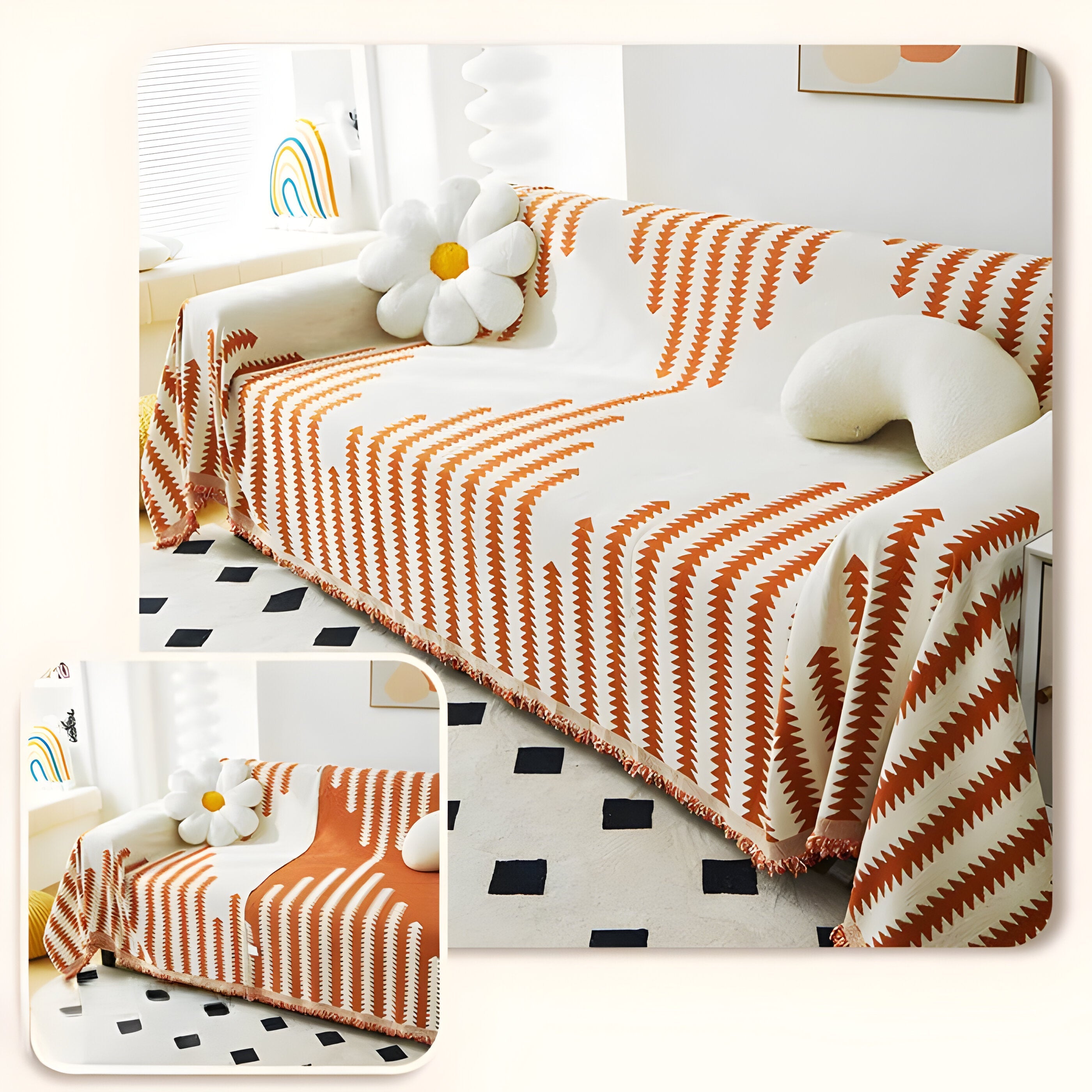 Dwustronny pokrowiec na sofę z materiału chenille – Uniwersalny i elegancki, idealny do ochrony mebli na każdą porę roku 6