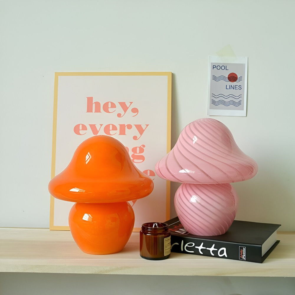 Elegancka Lampa Stołowa Szklana w Kształcie Grzyba z Regulowanym Oświetleniem – Idealna do Salonów i Sypialni 2