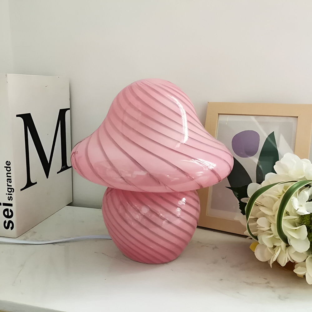 Elegancka Lampa Stołowa Szklana w Kształcie Grzyba z Regulowanym Oświetleniem – Idealna do Salonów i Sypialni 3