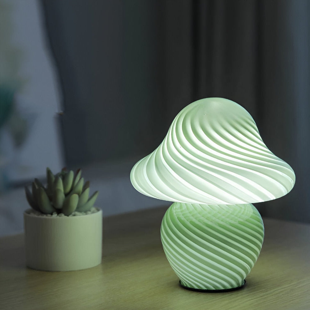 Elegancka Lampa Stołowa Szklana w Kształcie Grzyba z Regulowanym Oświetleniem – Idealna do Salonów i Sypialni 6