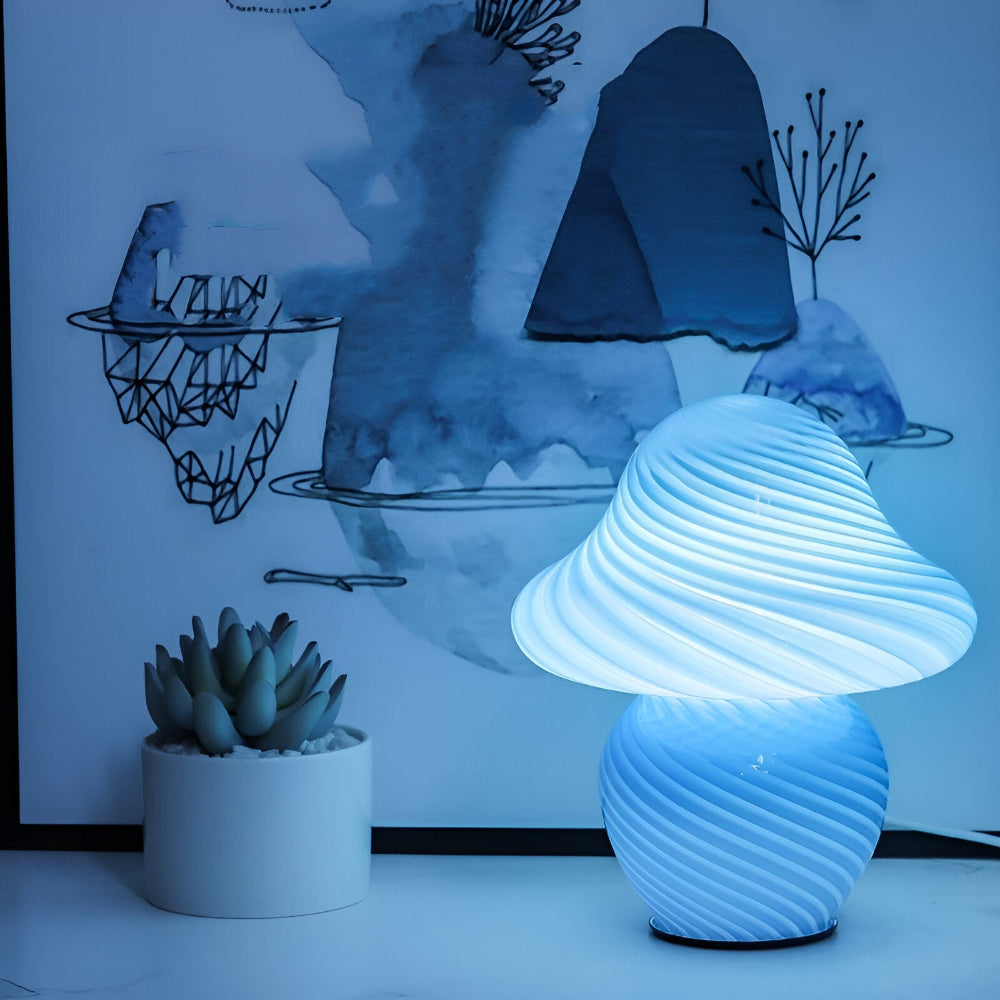 Elegancka Lampa Stołowa Szklana w Kształcie Grzyba z Regulowanym Oświetleniem – Idealna do Salonów i Sypialni 7