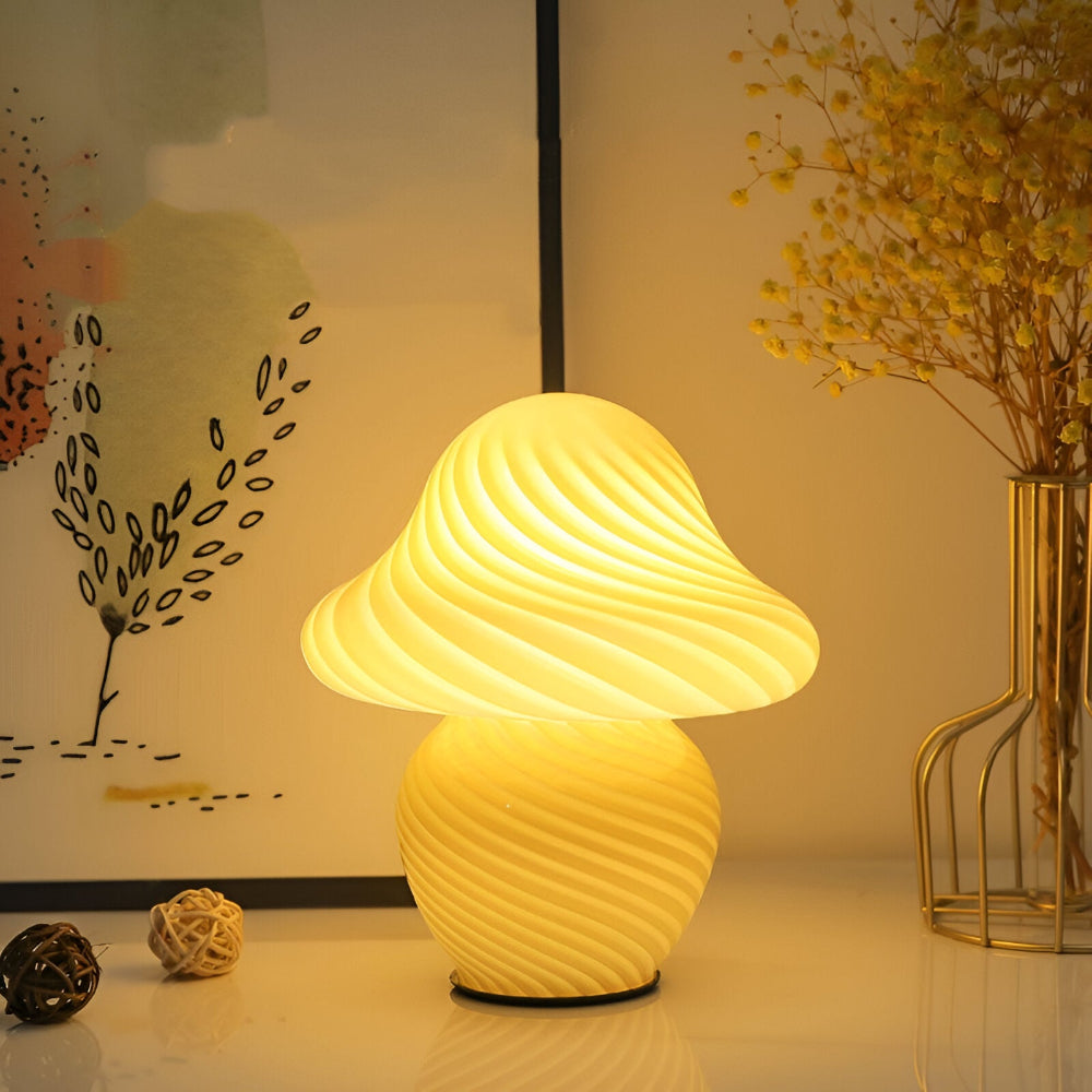 Elegancka Lampa Stołowa Szklana w Kształcie Grzyba z Regulowanym Oświetleniem – Idealna do Salonów i Sypialni 8