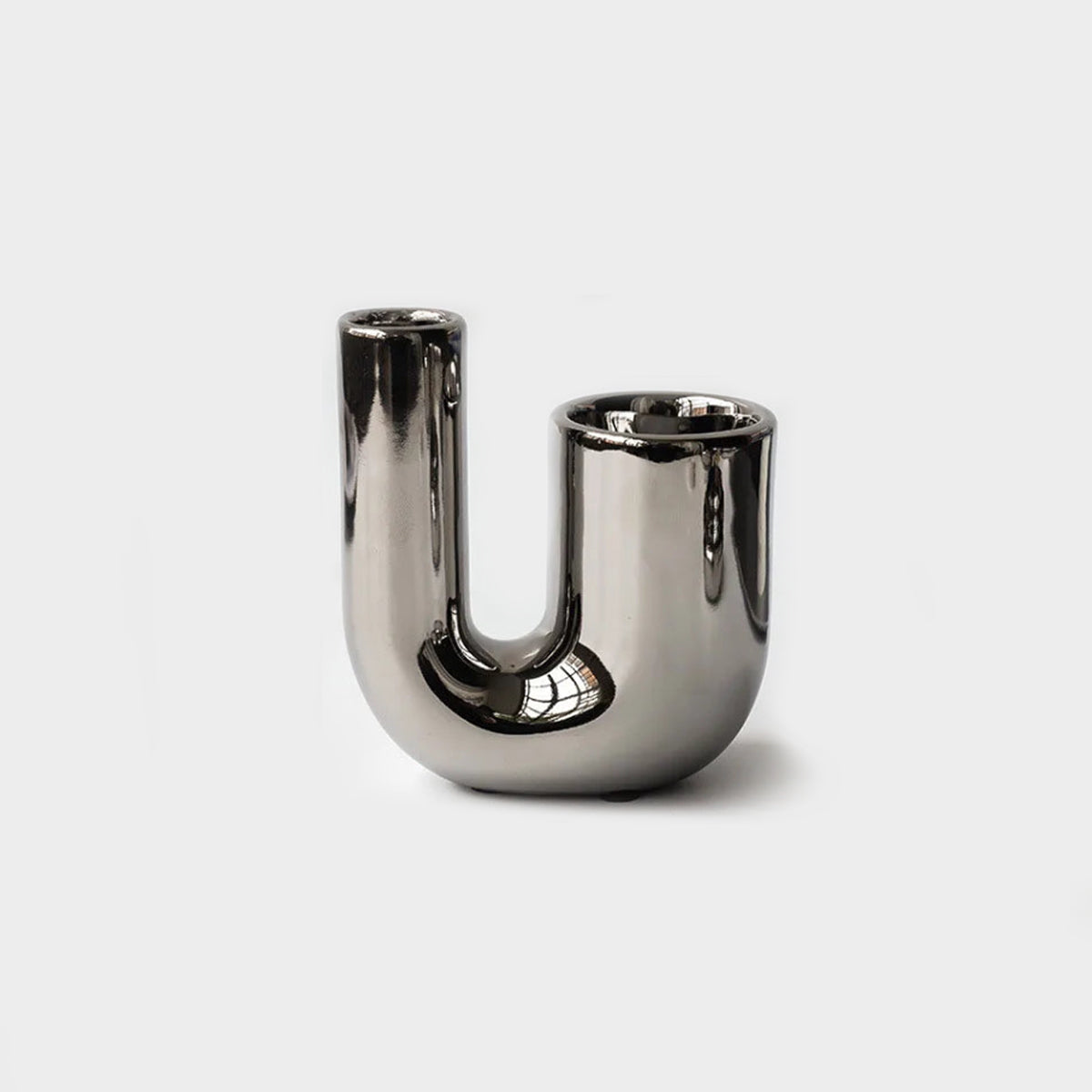 Elegancki Świecznik Ceramiczny w Geometrycznym Kształcie – Srebrne Wykończenie, 15 cm do Wnętrz 11