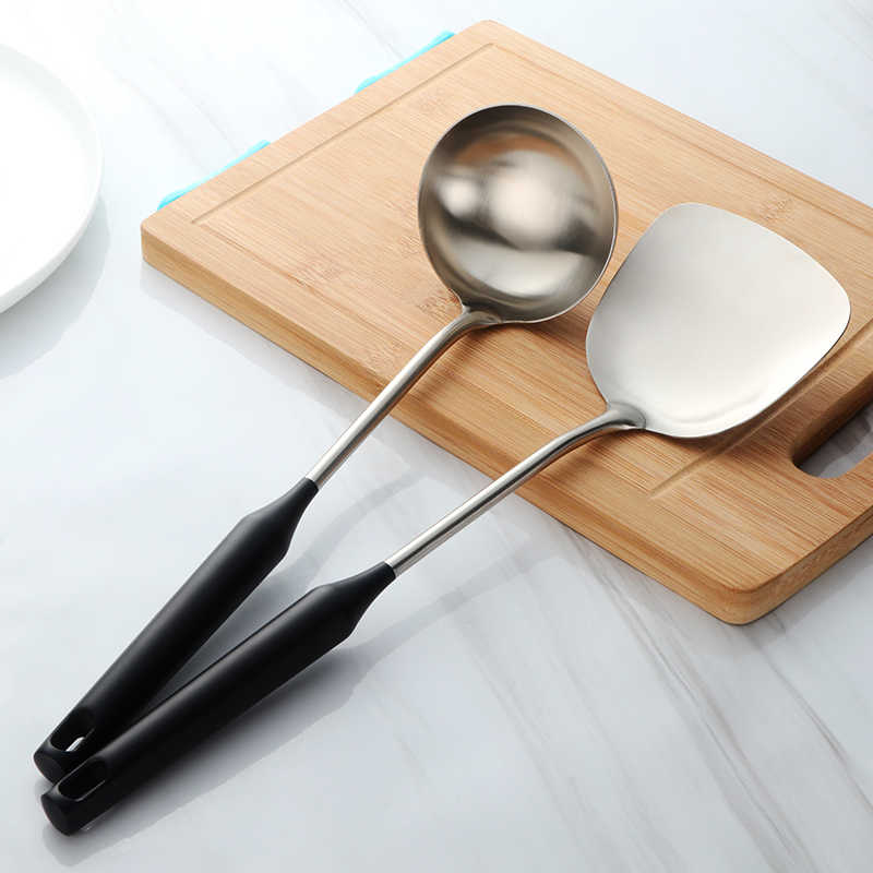 Elegancki Zestaw Narzędzi Kuchennych ze Stali Nierdzewnej – Łopatka i Łyżka do Zupy, Srebrny, Ergonomiczny Design 3