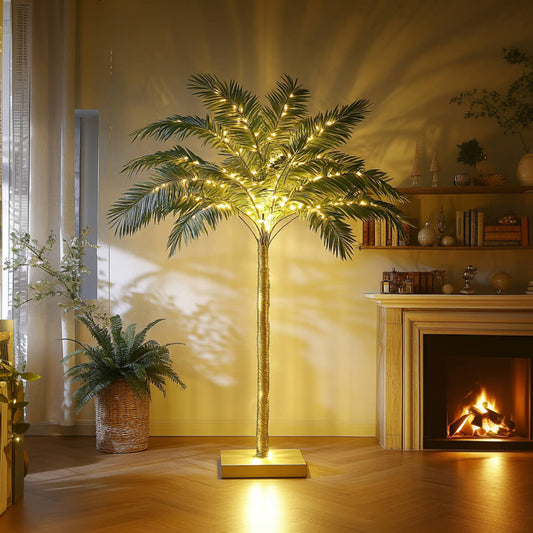 Eleganckie Drzewko Bonsai LED z Elastycznymi Gałęziami – Złota Palma do Dekoracji Wnętrz, Ciepłe Światło, 30 cm 1
