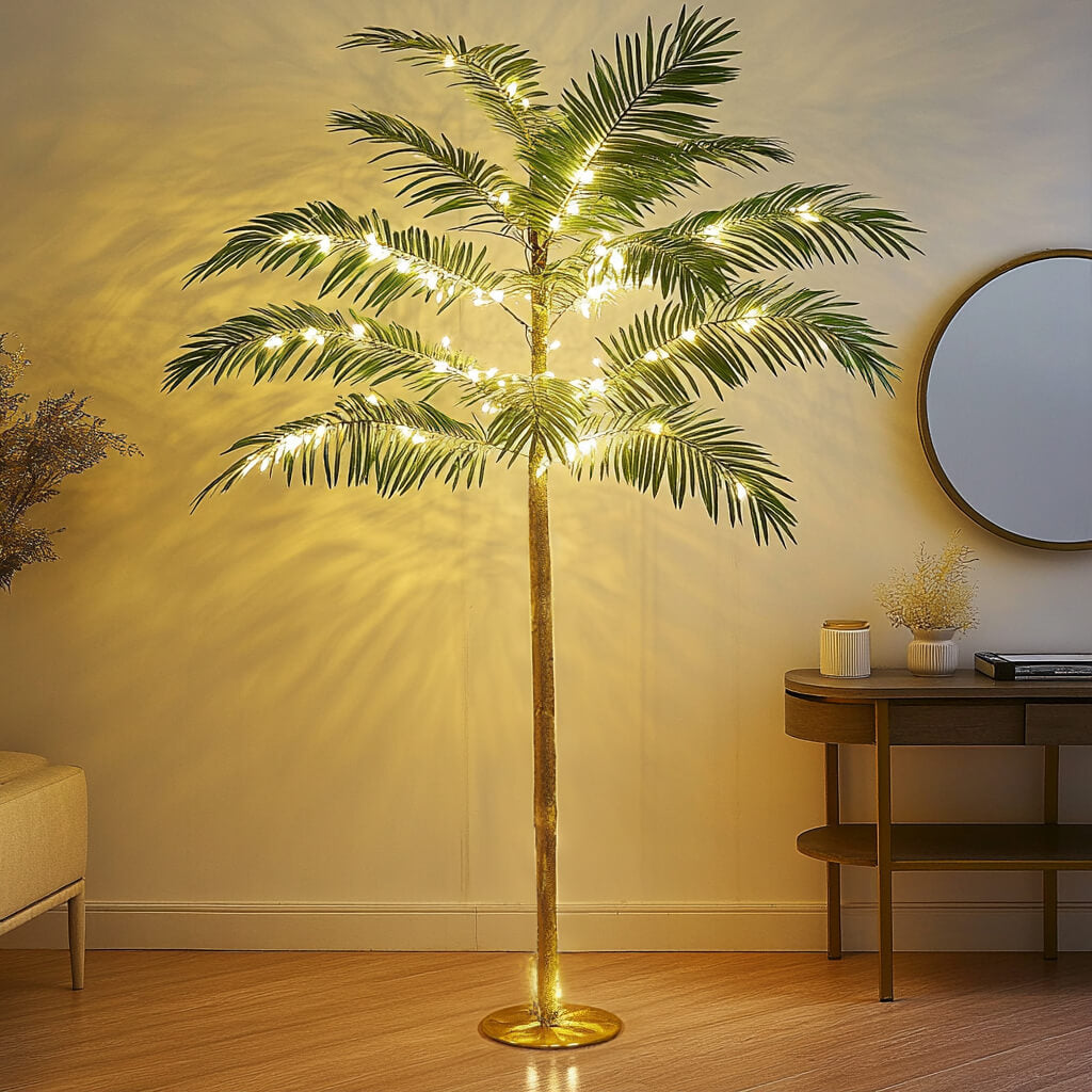 Eleganckie Drzewko Bonsai LED z Elastycznymi Gałęziami – Złota Palma do Dekoracji Wnętrz, Ciepłe Światło, 30 cm 2