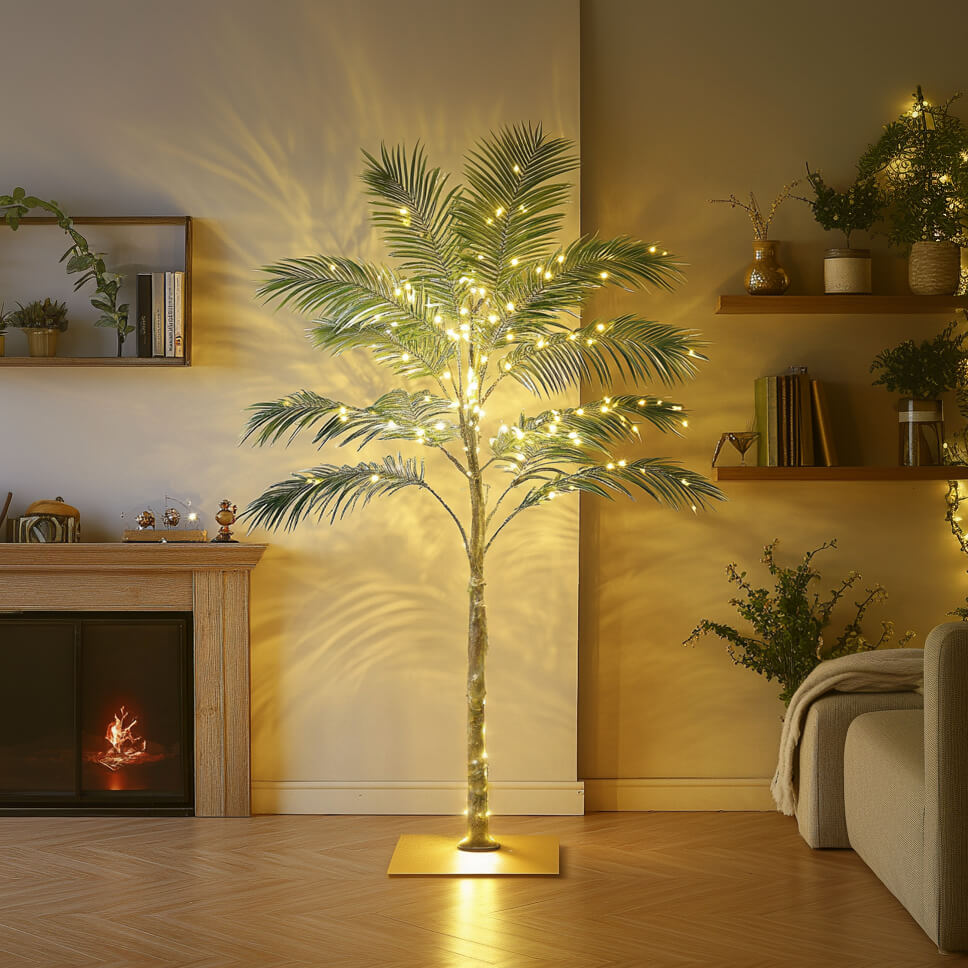 Eleganckie Drzewko Bonsai LED z Elastycznymi Gałęziami – Złota Palma do Dekoracji Wnętrz, Ciepłe Światło, 30 cm 3