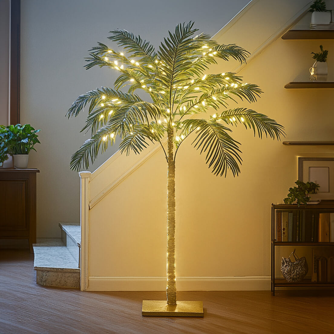 Eleganckie Drzewko Bonsai LED z Elastycznymi Gałęziami – Złota Palma do Dekoracji Wnętrz, Ciepłe Światło, 30 cm 4