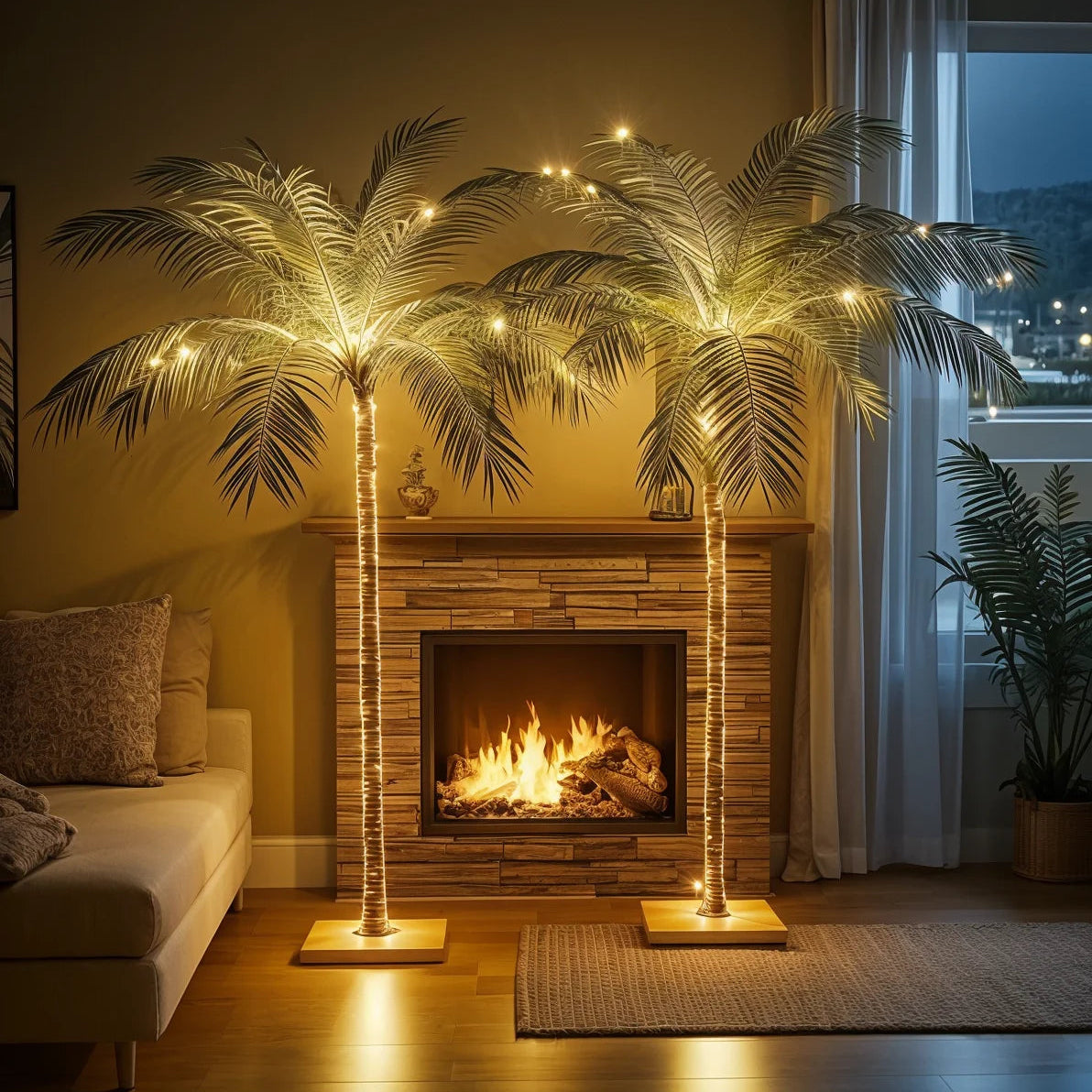 Eleganckie Drzewko Bonsai LED z Elastycznymi Gałęziami – Złota Palma do Dekoracji Wnętrz, Ciepłe Światło, 30 cm 5