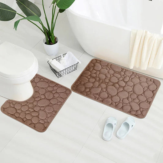 Eleganckie Dywaniki Łazienkowe Szare z Antypoślizgową Podstawą – Miękki Dywanik Łazienkowy 50x80 cm i 40x60 cm 0