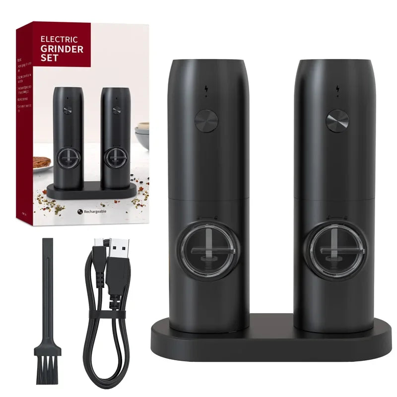 Elektryczny młynek do soli i pieprzu – Automatyczne mielenie, regulacja grubości, ładowanie przez USB, podświetlenie LED 7