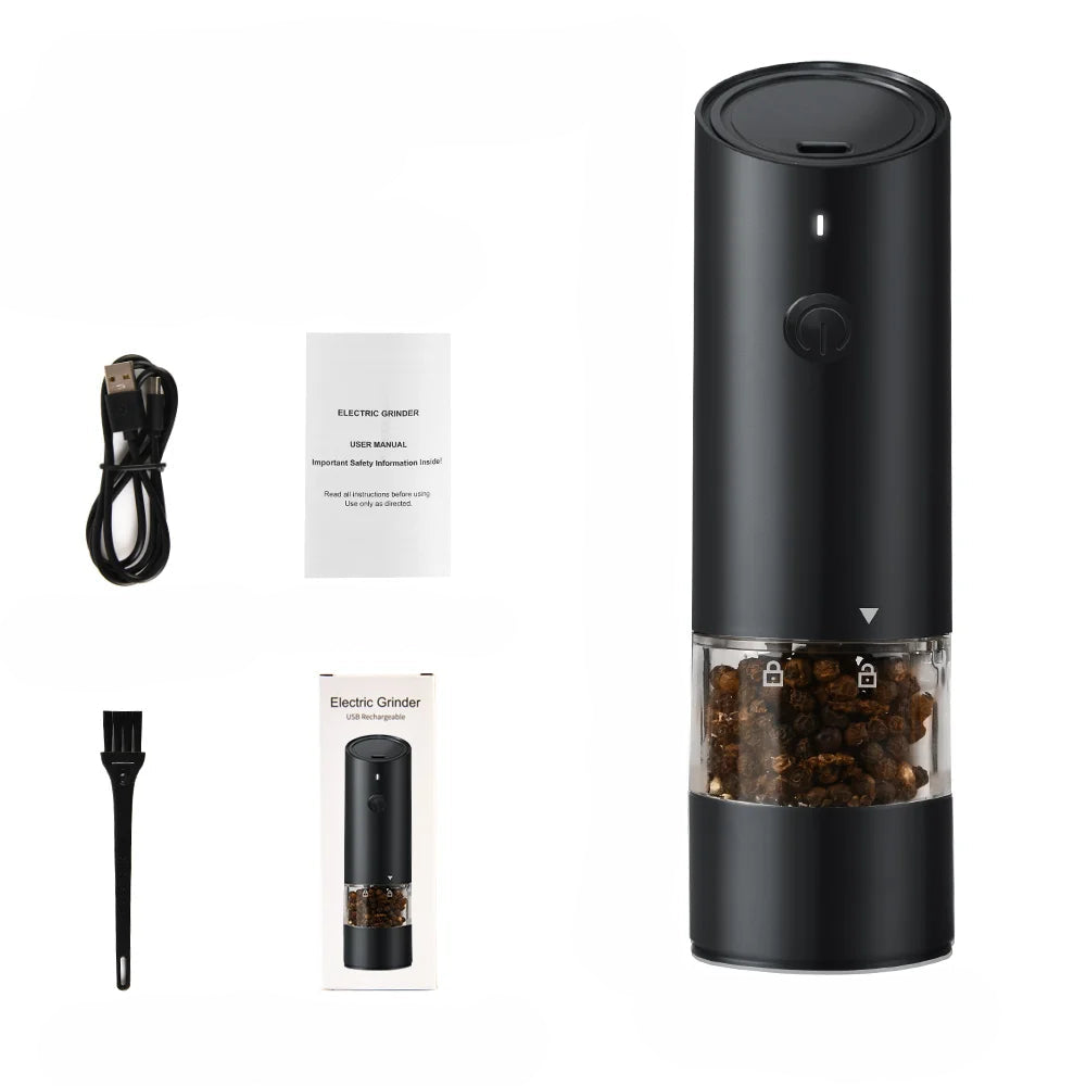 Elektryczny młynek do soli i pieprzu – Regulowana grubość, drewniany design, ładowany przez USB, idealny do przypraw 5