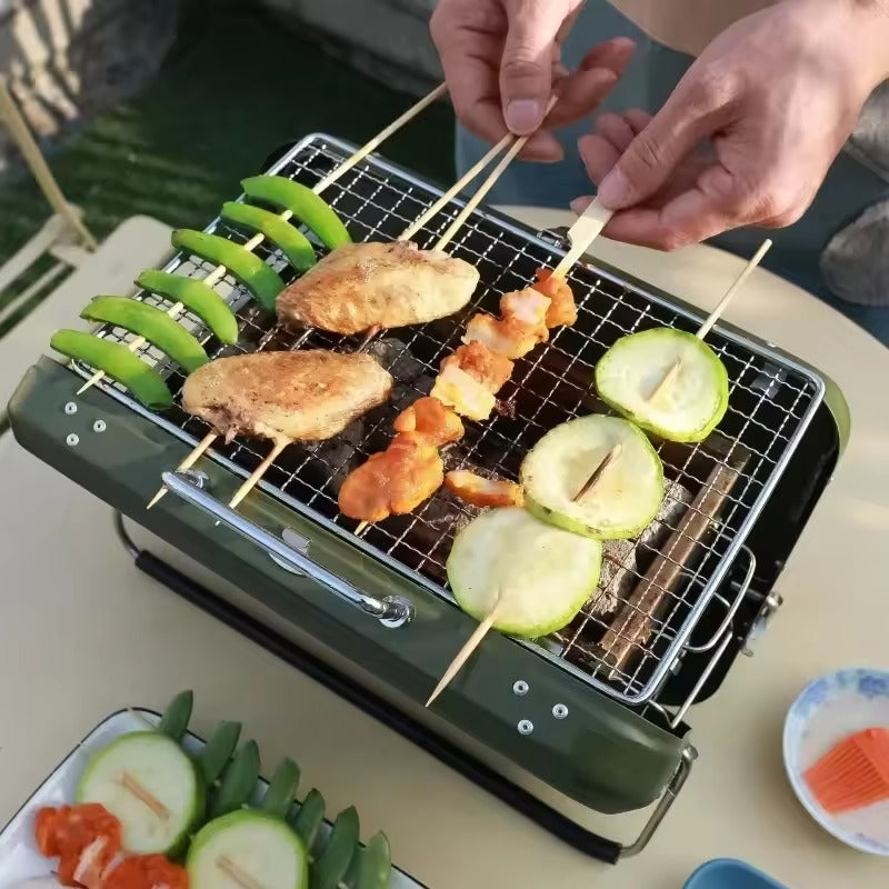 Składany grill BBQ na kemping – kompaktowe wymiary po złożeniu