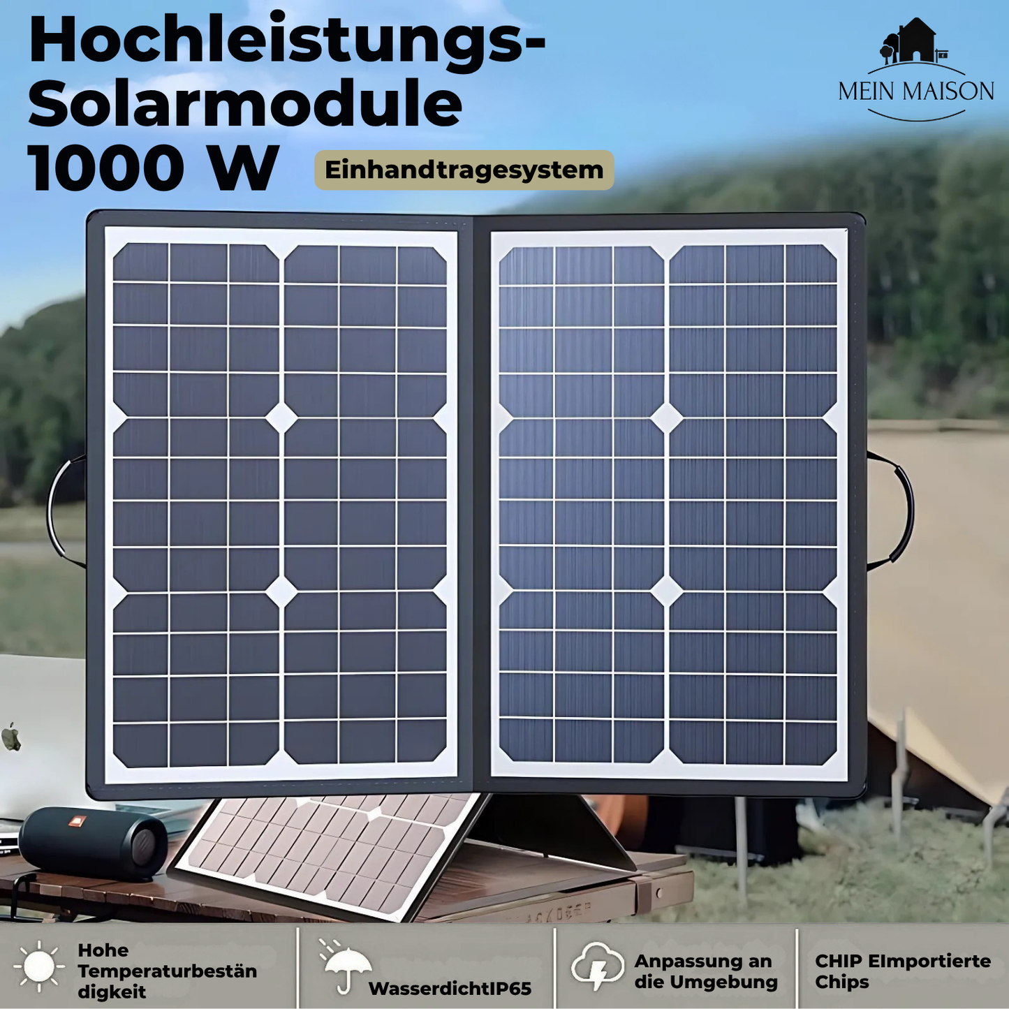 Faltowalne Panele Słoneczne 1000W z MPPT i USB-C – Wodoodporne, Idealne do Campingów i Podróży 5