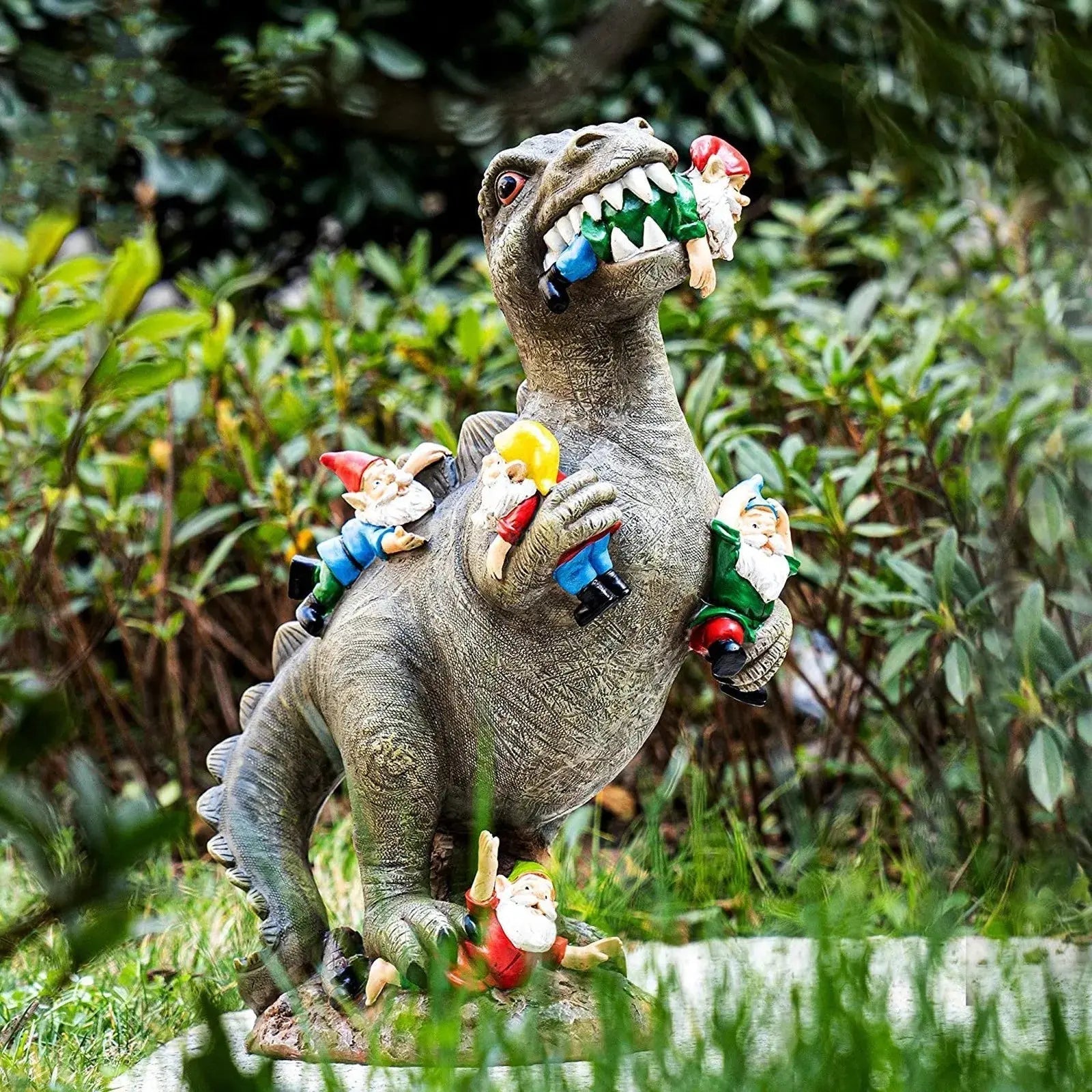 Figurka dekoracyjna do ogrodu Gnomezilla – kolorowy wzór dinozaura, który zapewni wyjątkowe doznania w ogrodzie. 0