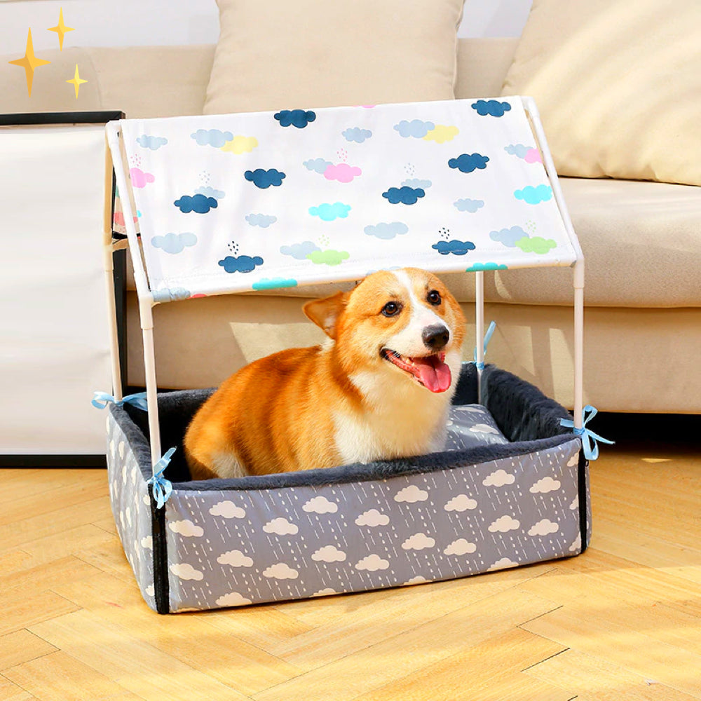 Fleece'owa Mata do Spania z Zadaszeniem i Poduszką dla Psa lub Kota – Miękki Polar, Łatwa Pielęgnacja, Wygodne Miejsce do Odpoczynku 0