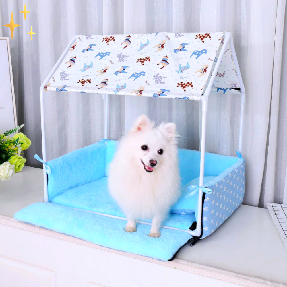 Fleece'owa Mata do Spania z Zadaszeniem i Poduszką dla Psa lub Kota – Miękki Polar, Łatwa Pielęgnacja, Wygodne Miejsce do Odpoczynku 1