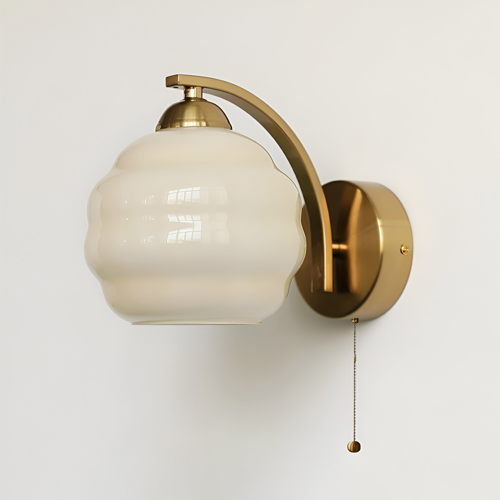 Kinkiet Ścienny Art Deco z Mlecznobiałą Kulą Ø 15 cm – Elegancki Kinkiet do Sypialni i Salonu 11