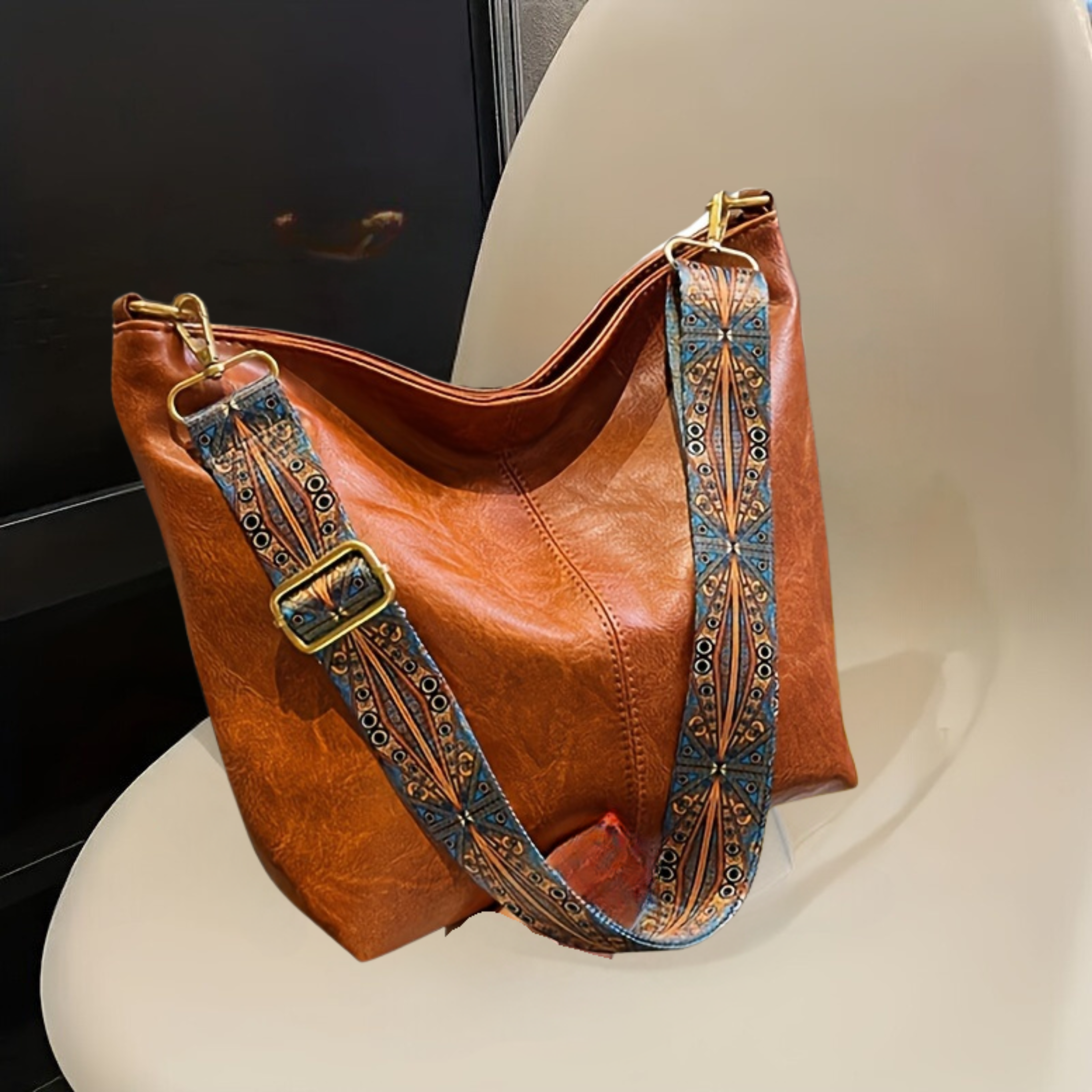 Elegancka torebka skórzana retro – widok z przodu