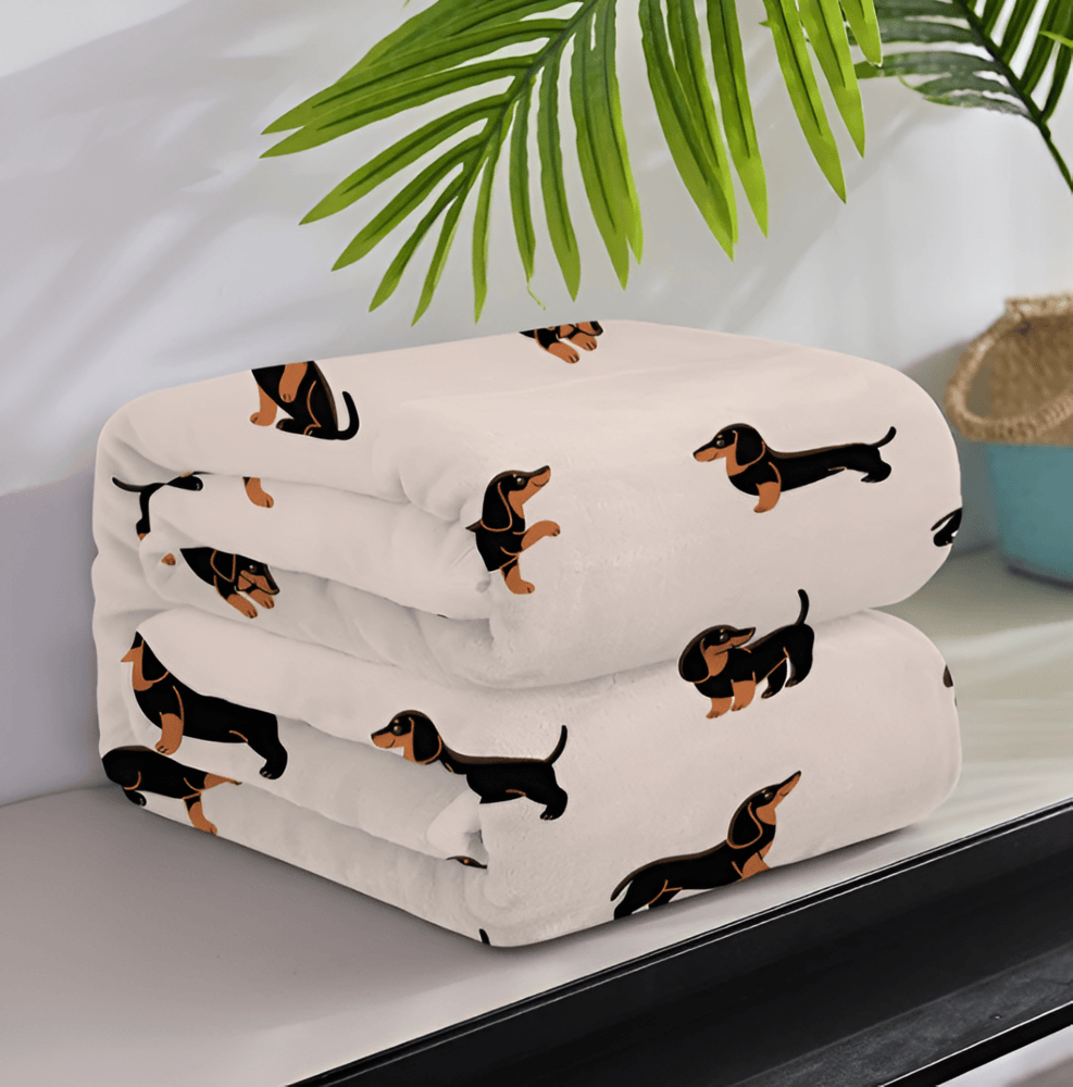 Koc dla psa z Wzorem Jamnika, Miękki Fleece 70x100cm, Idealny na Cały Rok, Przyjazny dla Zwierząt 4